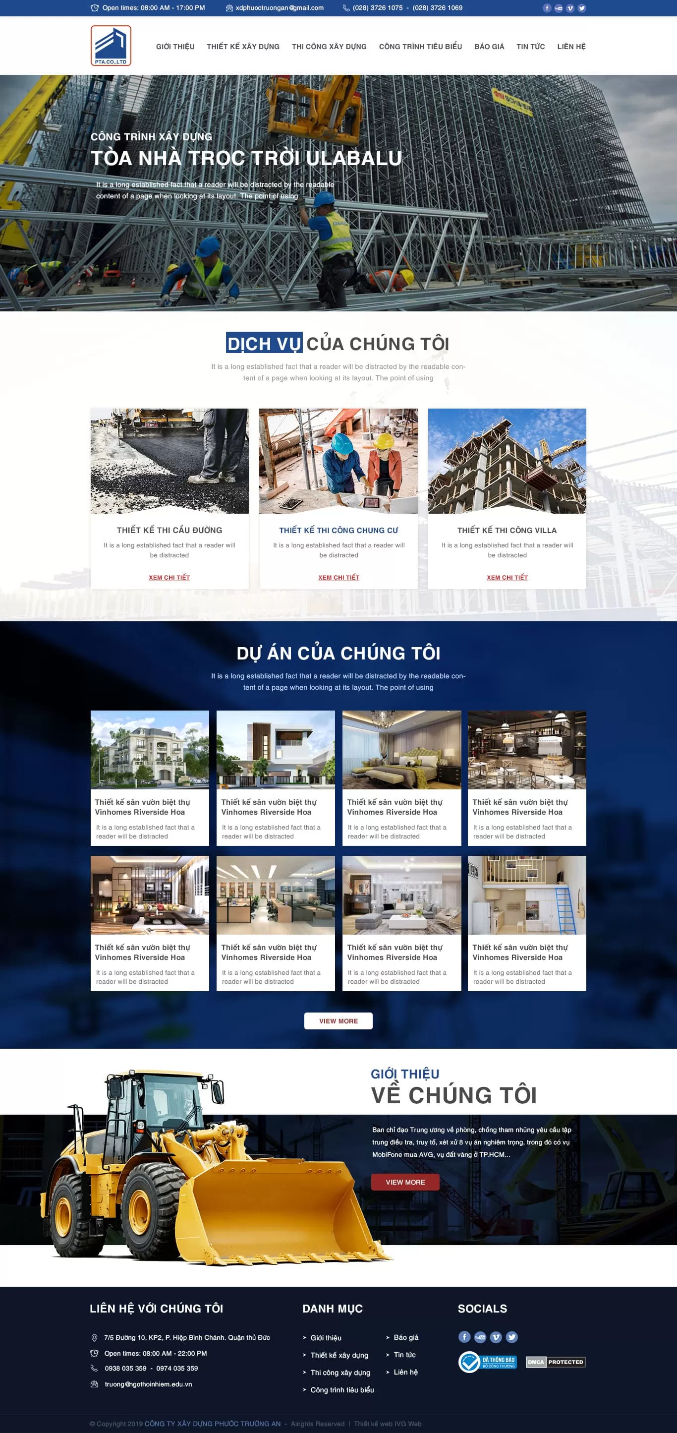 Dự án thiết kế web kiến trúc xây dựng Phước Trường An