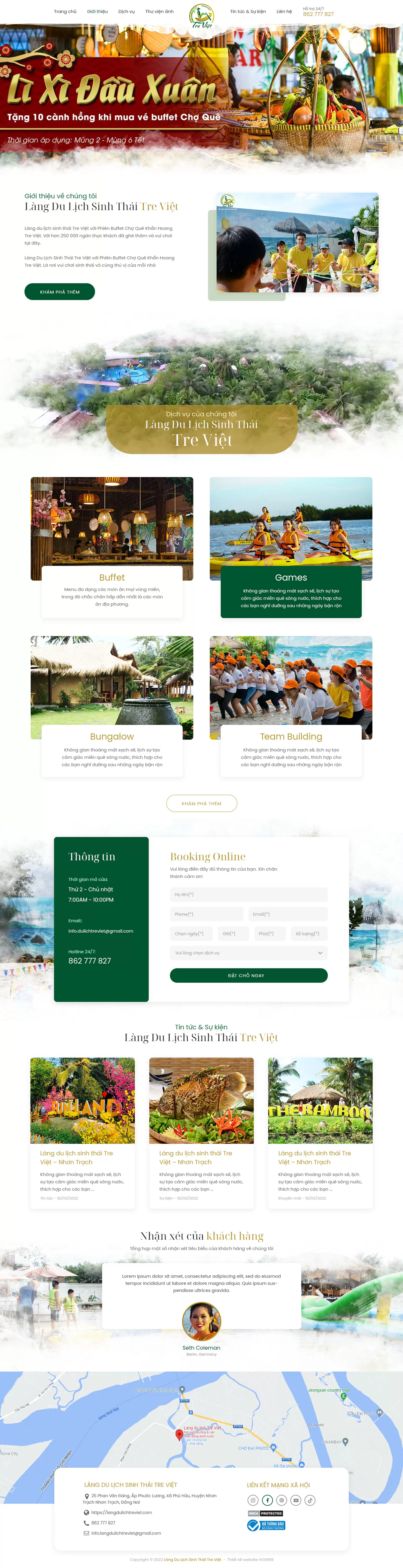 Dự án thiết kế web làng du lịch sinh thái Tre Việt