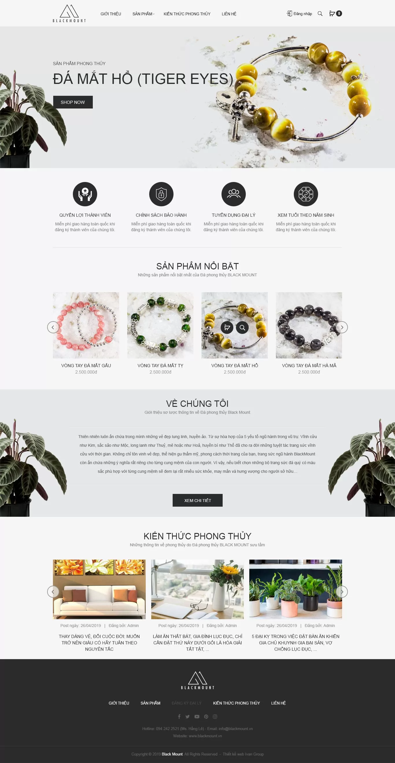 Dự án thiết kế website bán hàng đá phong thủy Black Mount