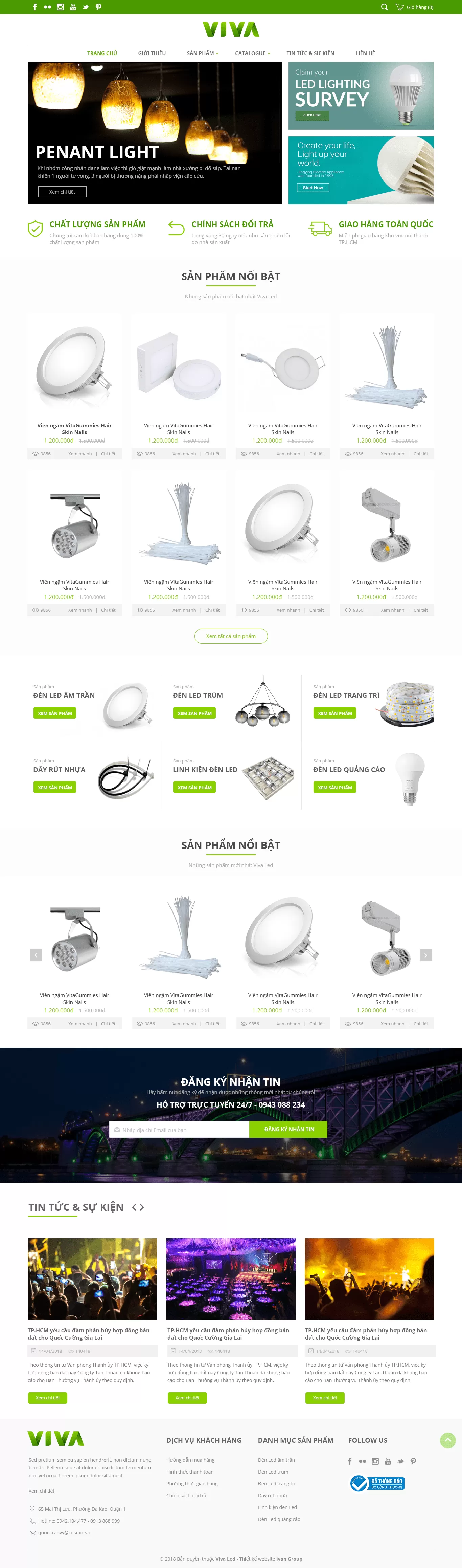 Dự án thiết kế website bán hàng đèn Viva Led