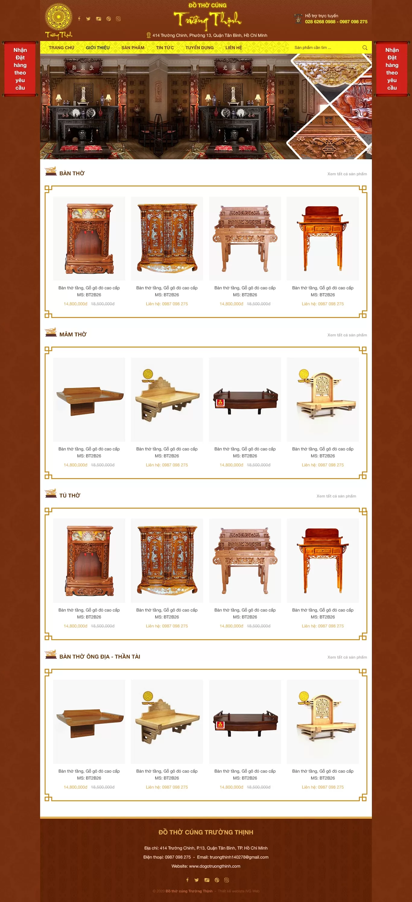 Dự án thiết kế website bán hàng đồ thờ cúng Trường Thịnh
