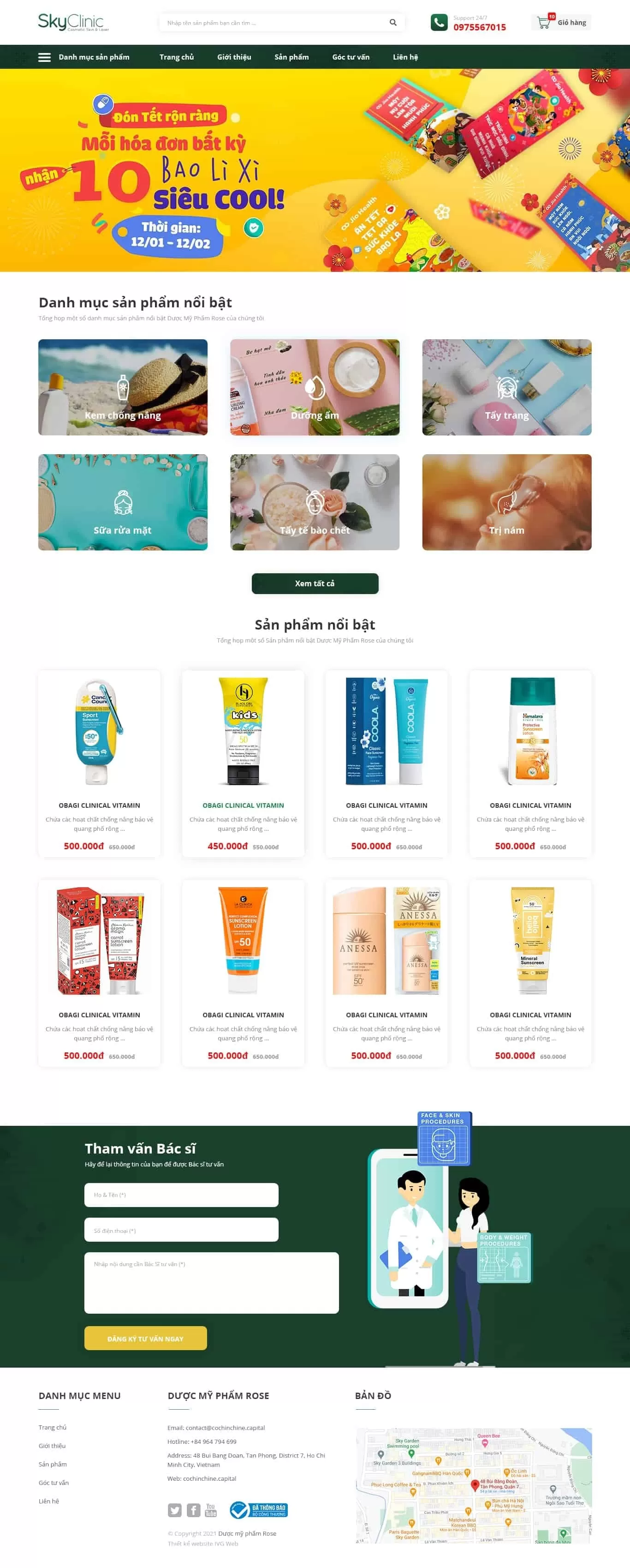 Dự án thiết kế website bán hàng dược mỹ phẩm Rose