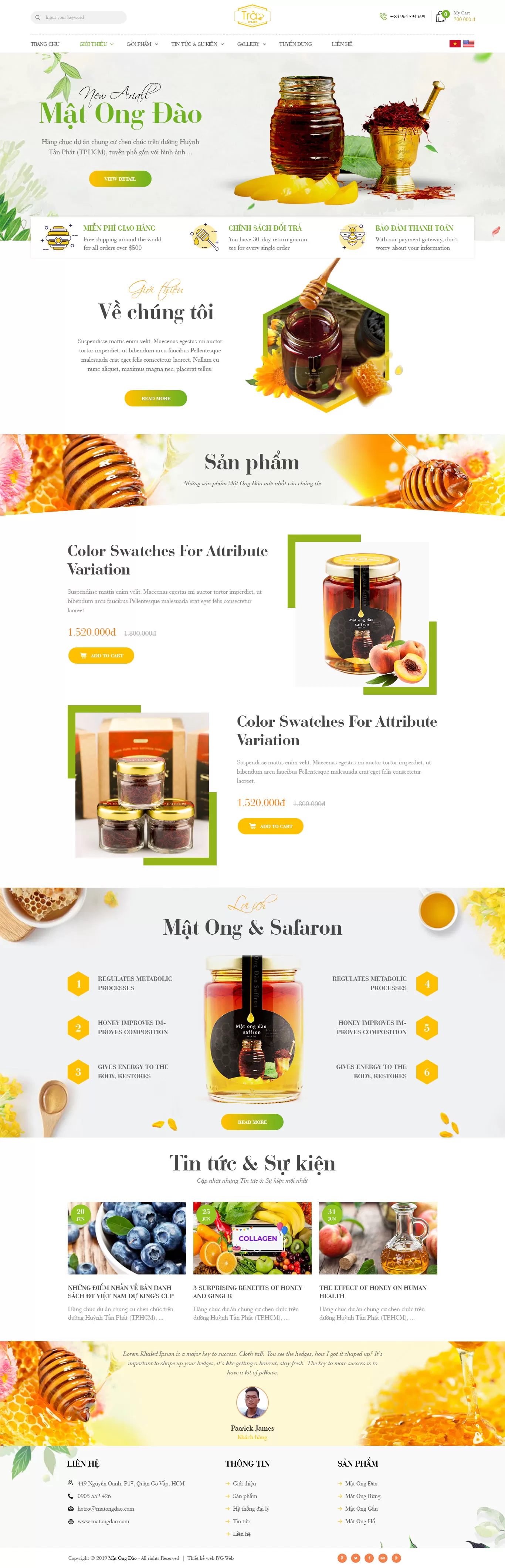 Dự án thiết kế website bán hàng Mật Ong Đào
