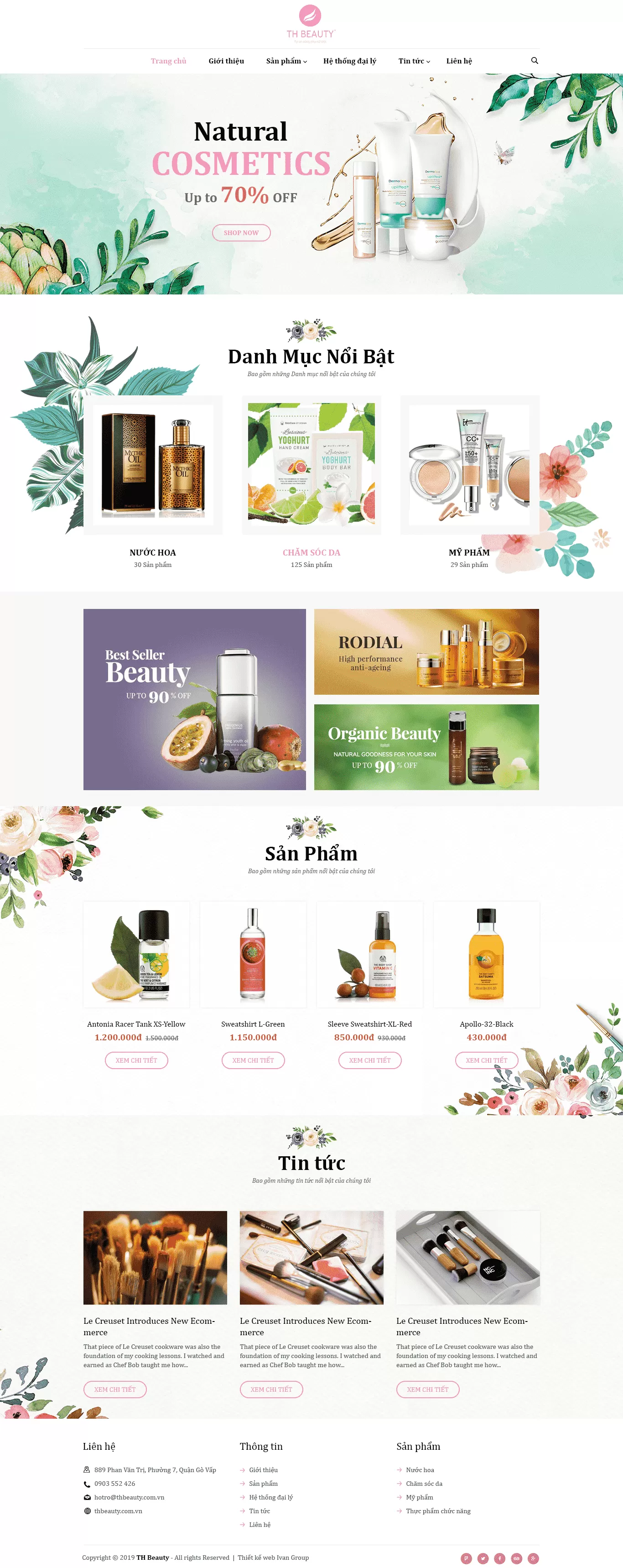 Dự án thiết kế website bán hàng mỹ phẩm TH Beauty