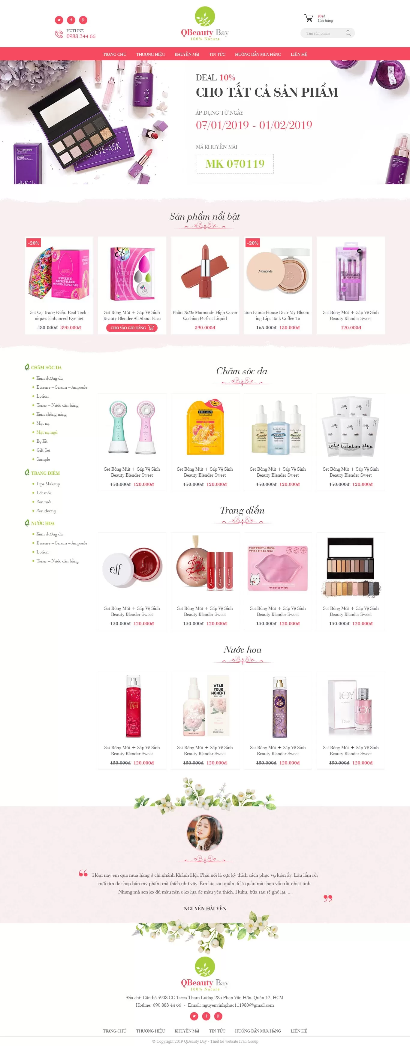 Dự án thiết kế website bán hàng QBeauty Bay