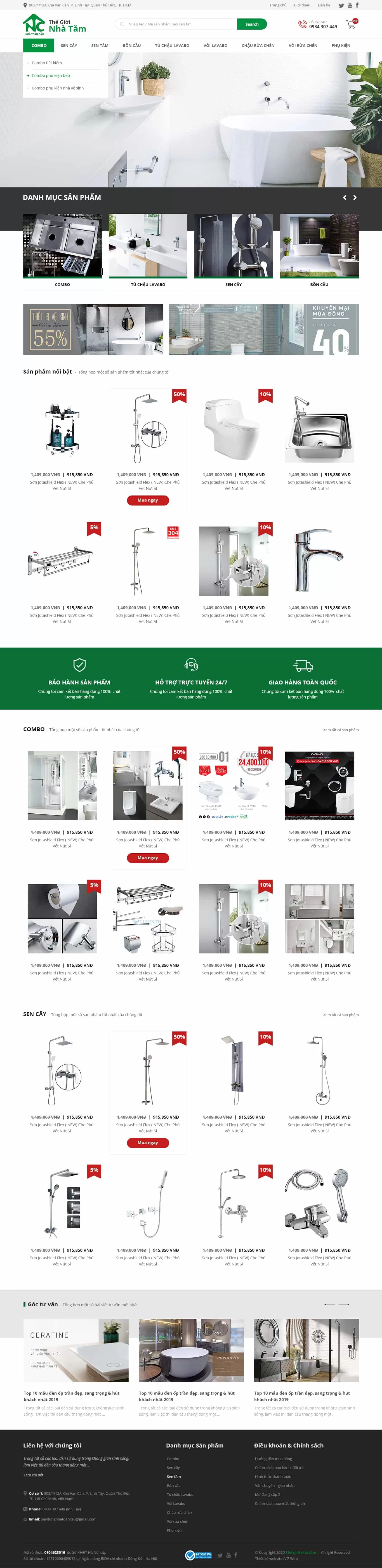 Dự án thiết kế website bán hàng thiết bị vệ sinh Nhà Tắm VIP