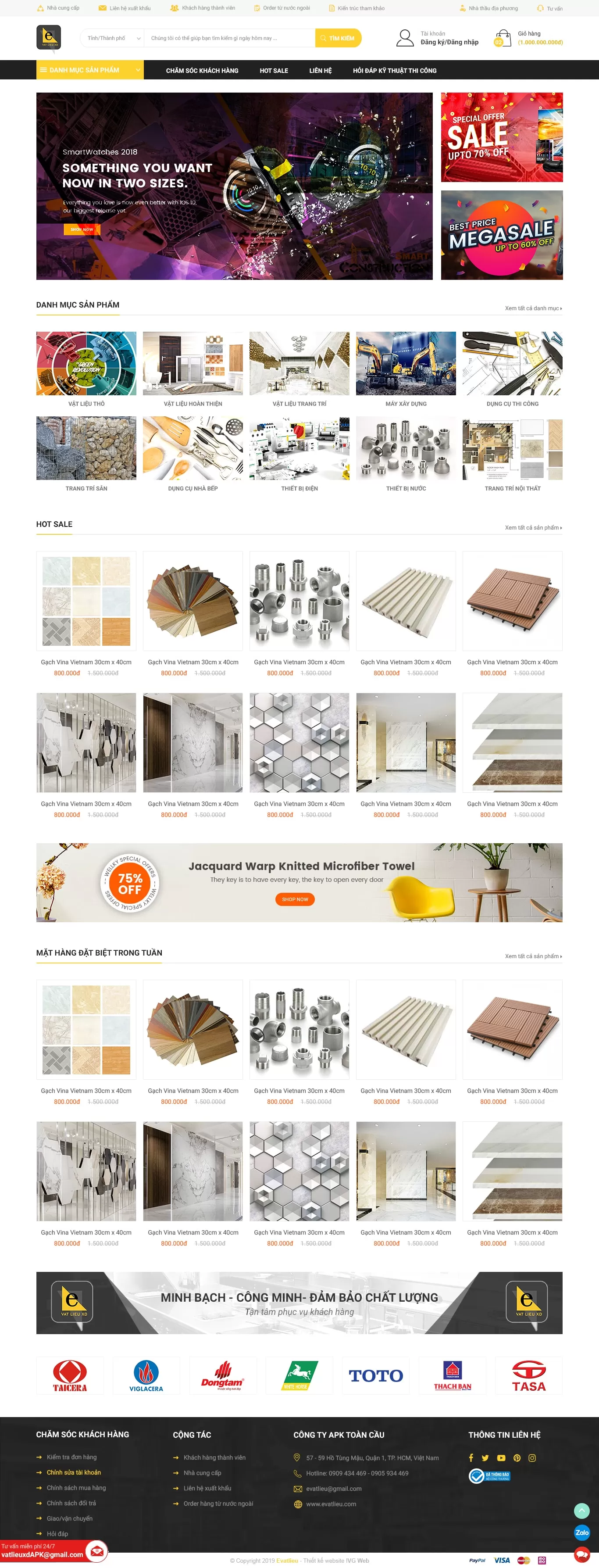 Dự án thiết kế website bán hàng thương mại điện tử Evatlieu