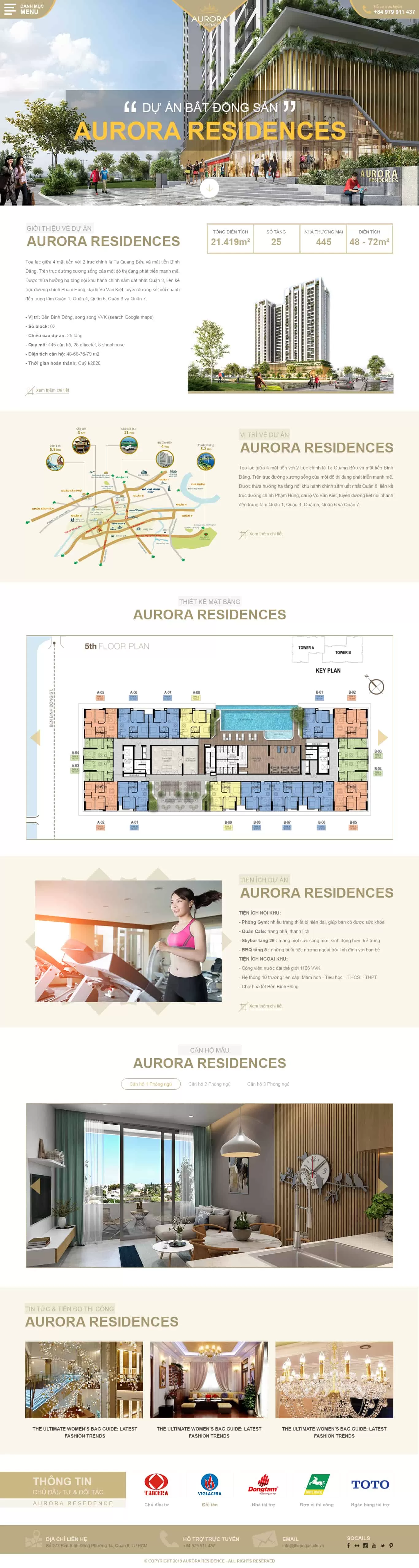 Dự án thiết kế website bất động sản Aurora Residence