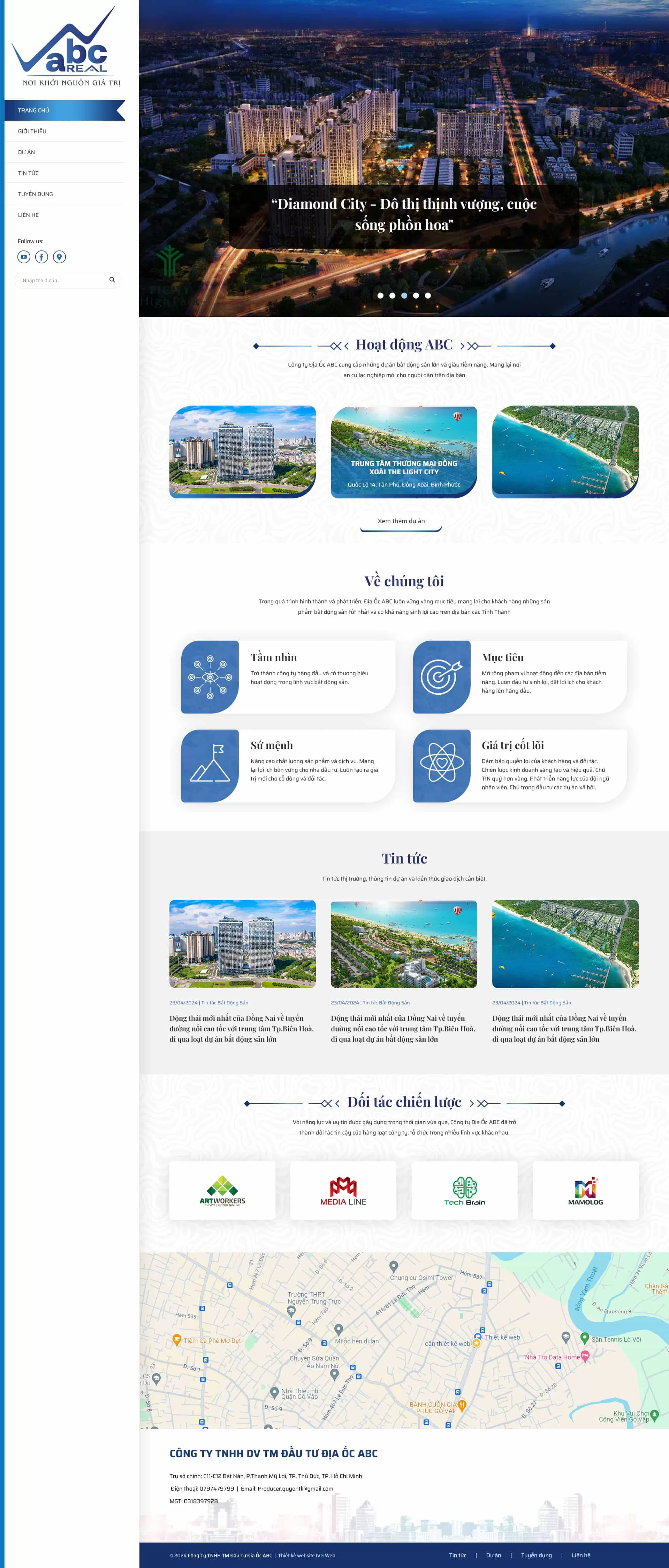 Dự án thiết kế website Bất Động Sản CÔNG TY  TNHH DV TM ĐẦU TƯ ĐỊA ỐC ABC