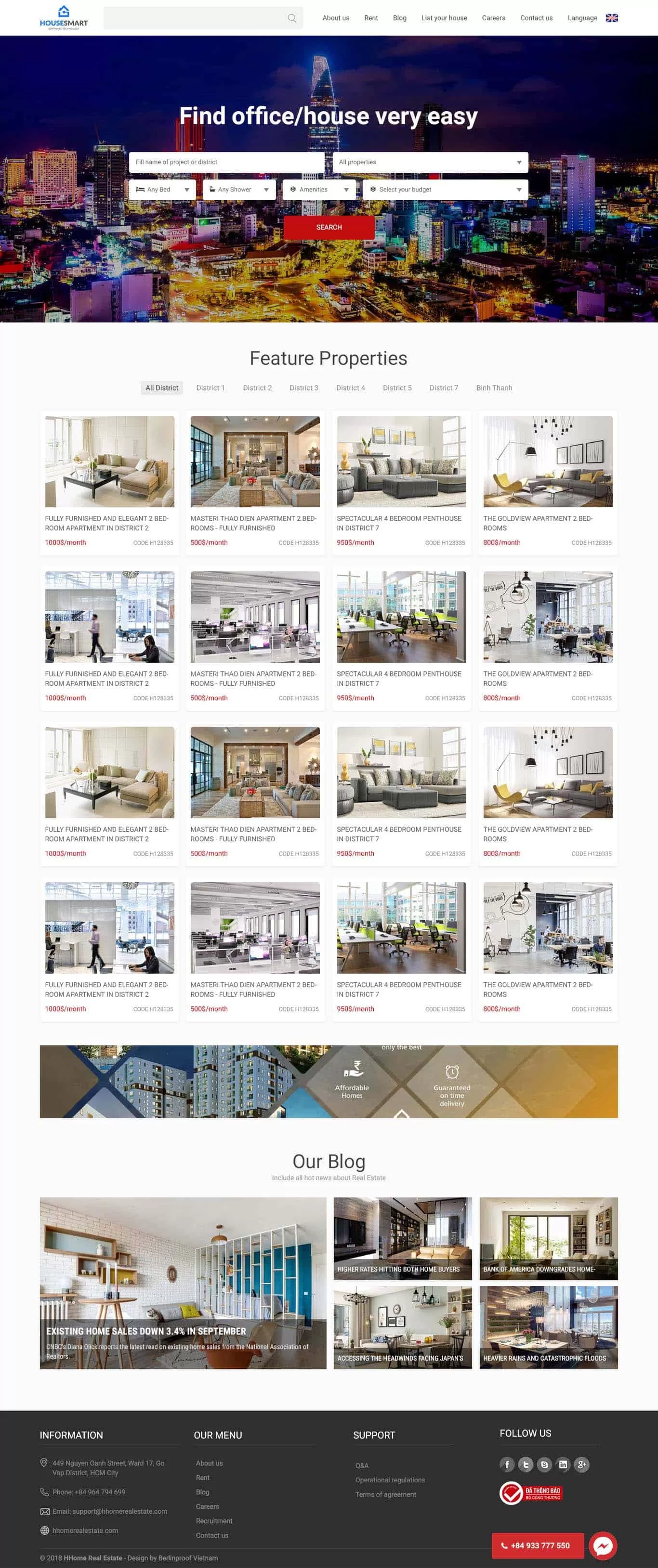 Dự án thiết kế website bất động sản HHome Real