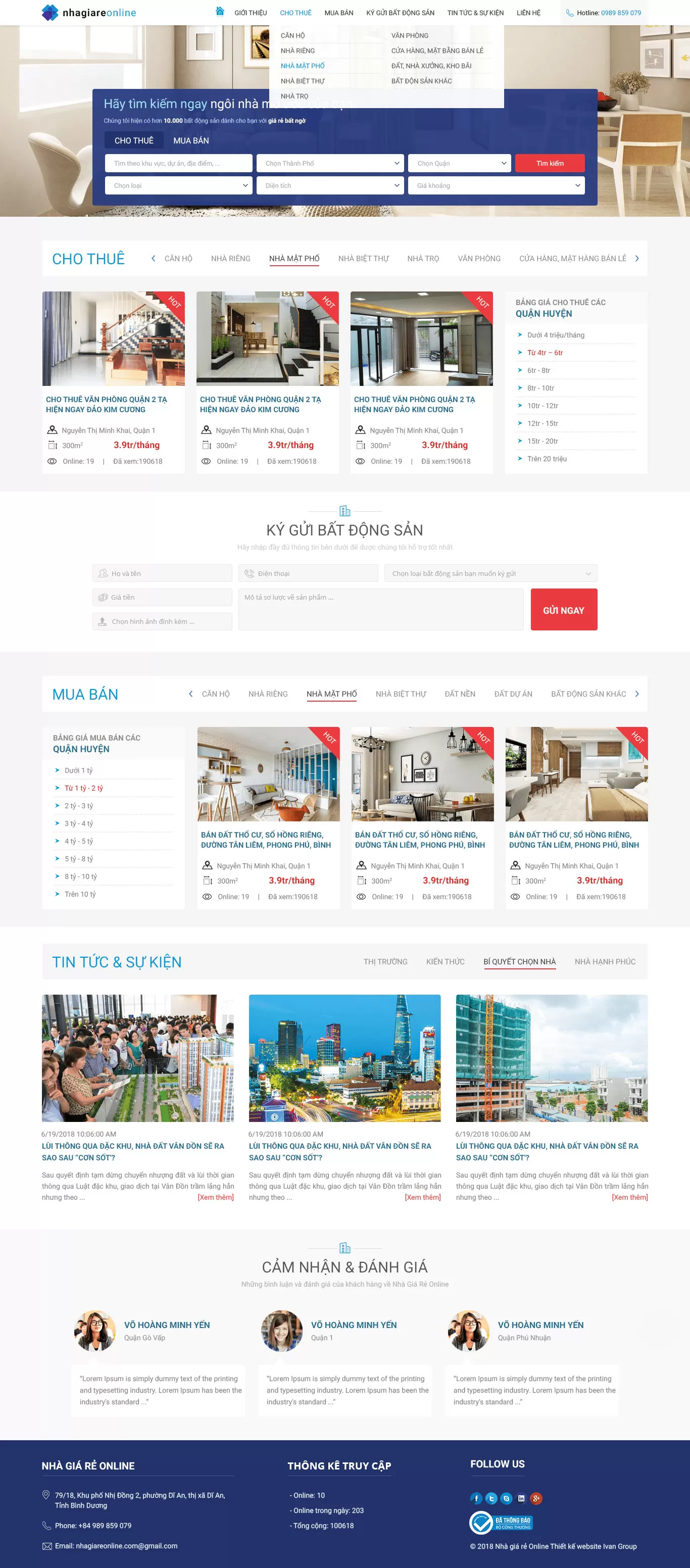 Dự án thiết kế website bất động sản Nhà Online Giá Rẻ