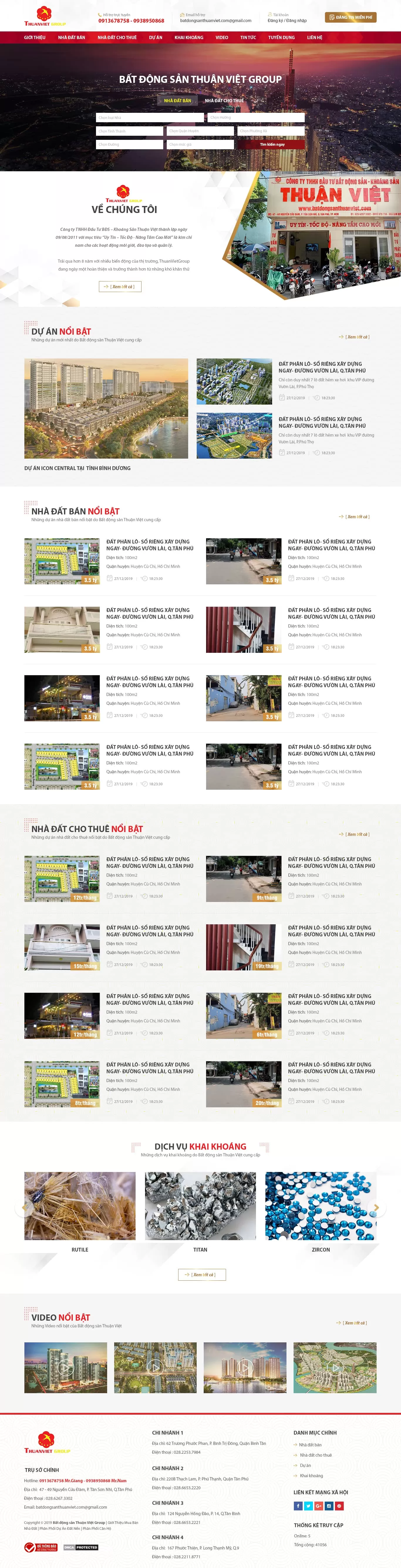 Dự án thiết kế website Bất động sản Thuận Việt Group