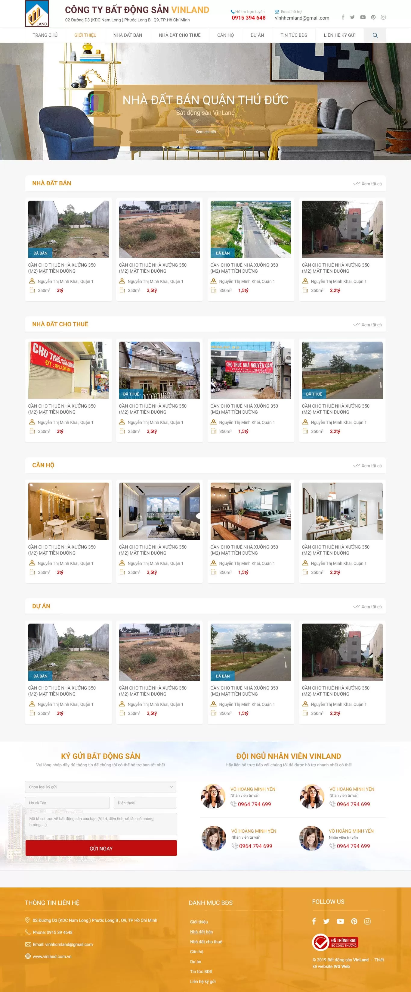 Dự án thiết kế website bất động sản Vinland