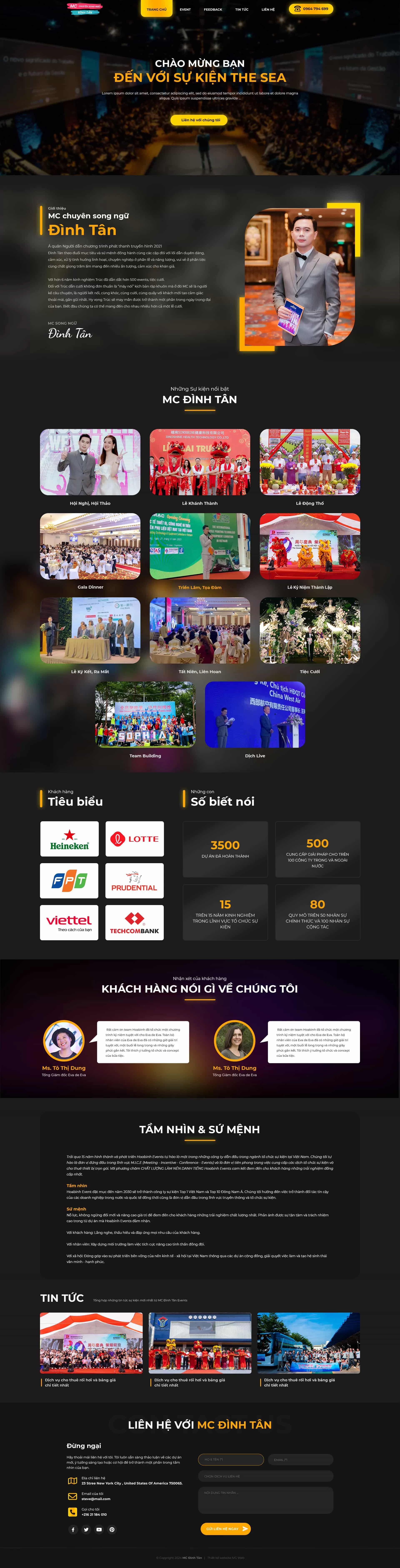 Dự án thiết kế website Cá Nhân MC Đình Tân