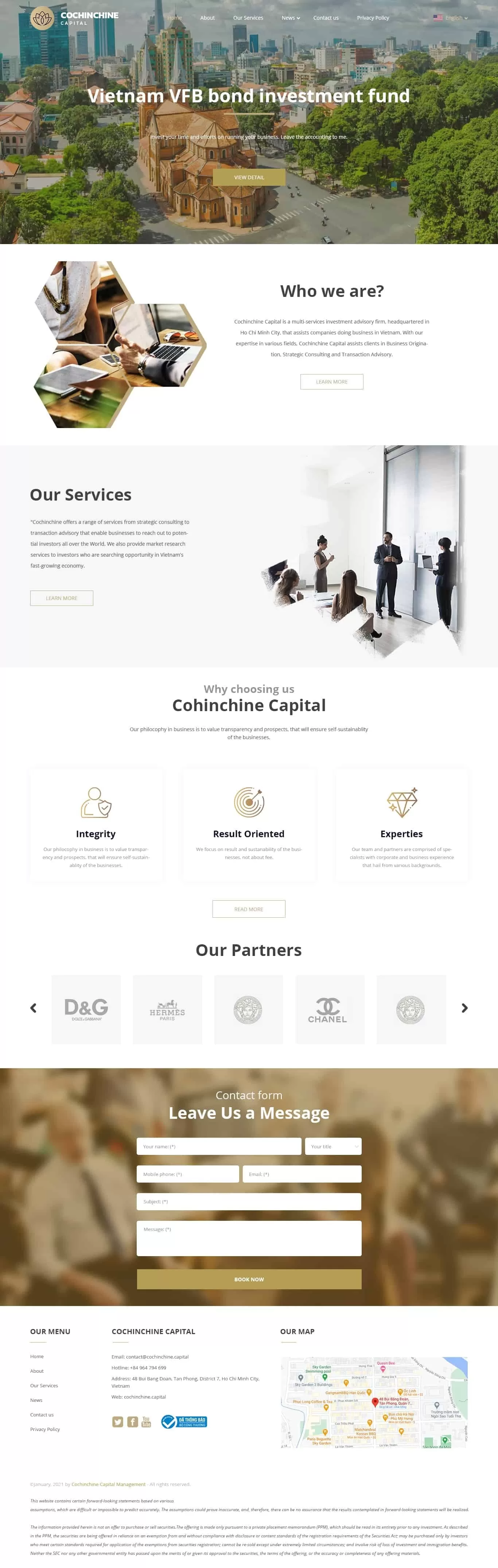 Dự án thiết kế website Công ty Cochinchine Capital