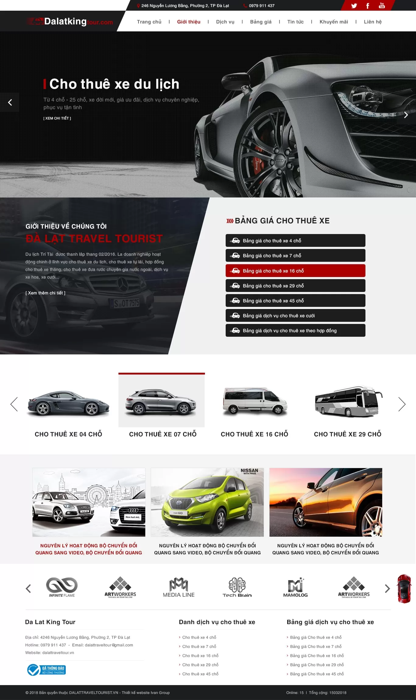 Dự án thiết kế website công ty dịch vụ cho thuê xe Dalat King Tour