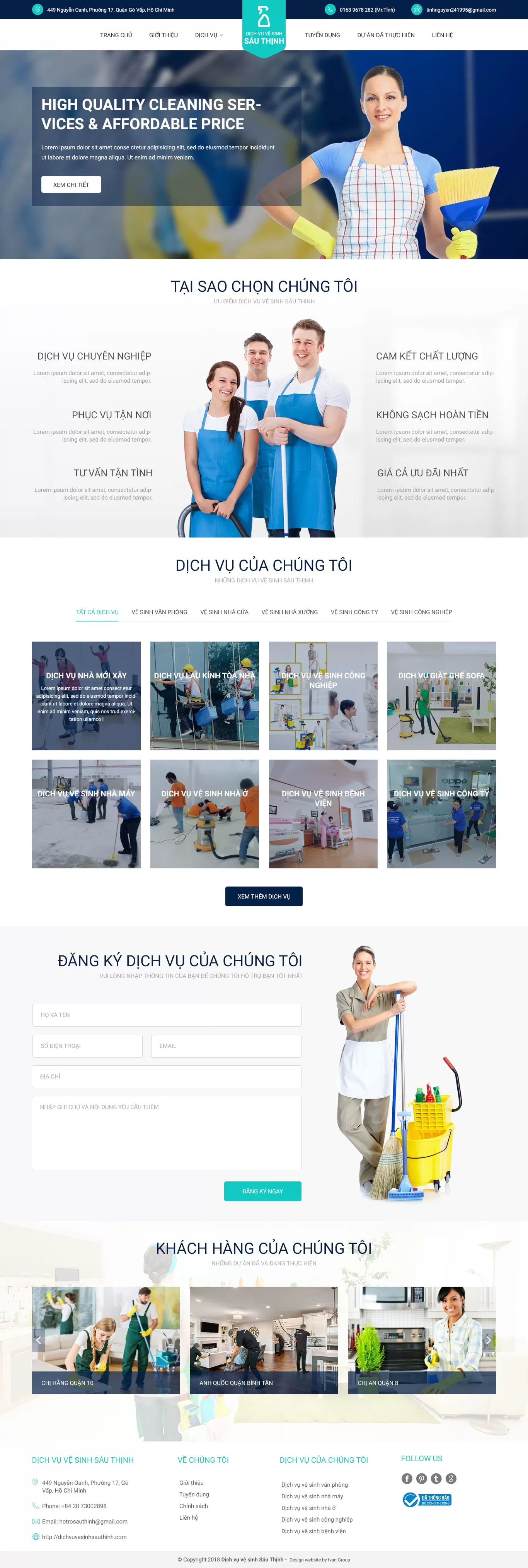 Dự án thiết kế website công ty dịch vụ vệ sinh Sáu Thịnh