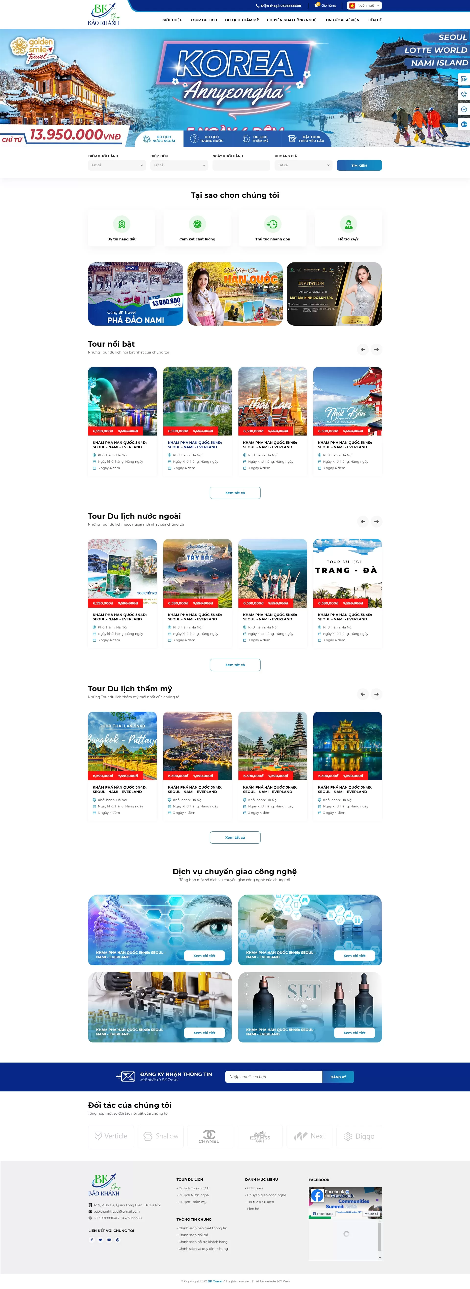 Dự án thiết kế website Công ty du lịch BK Travel