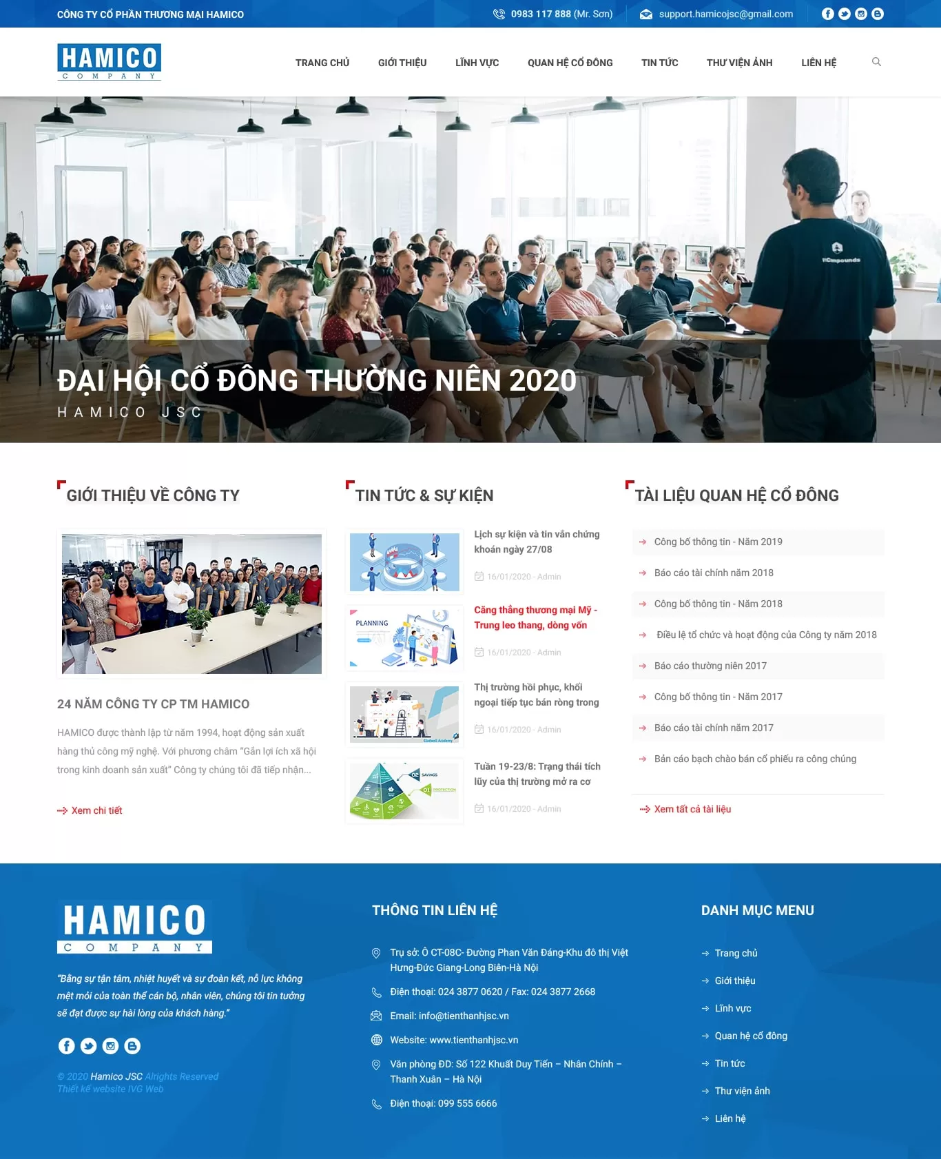 Dự án thiết kế website Công ty Hamico JSC