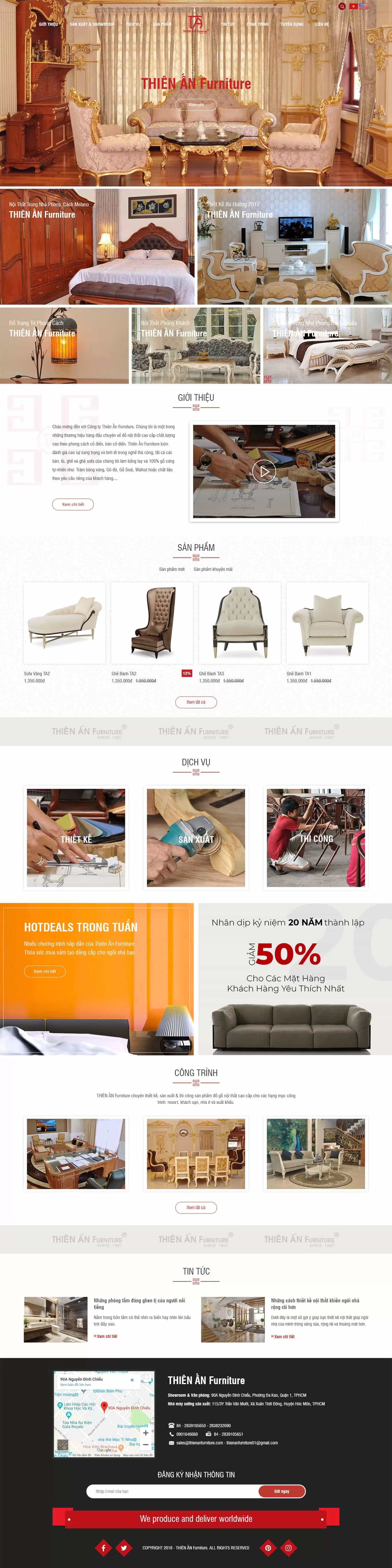 Dự án thiết kế website Công ty nội thất Thiên Ấn Furniture