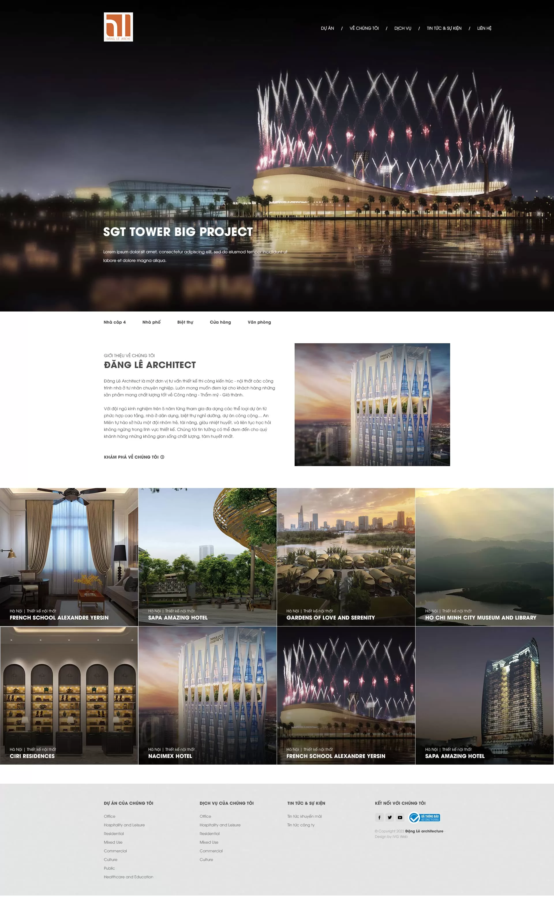 Dự án thiết kế website Công ty Nội thất - Thiết kế kiến trúc - Xây dựng Đặng Lê Architect