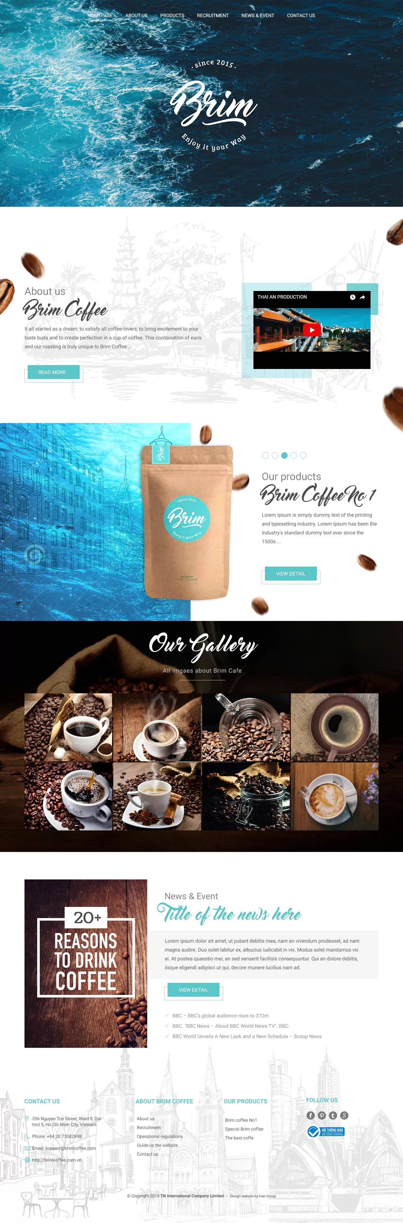 Dự án thiết kế website Công Ty Sản Xuất Cafe Brim Coffee