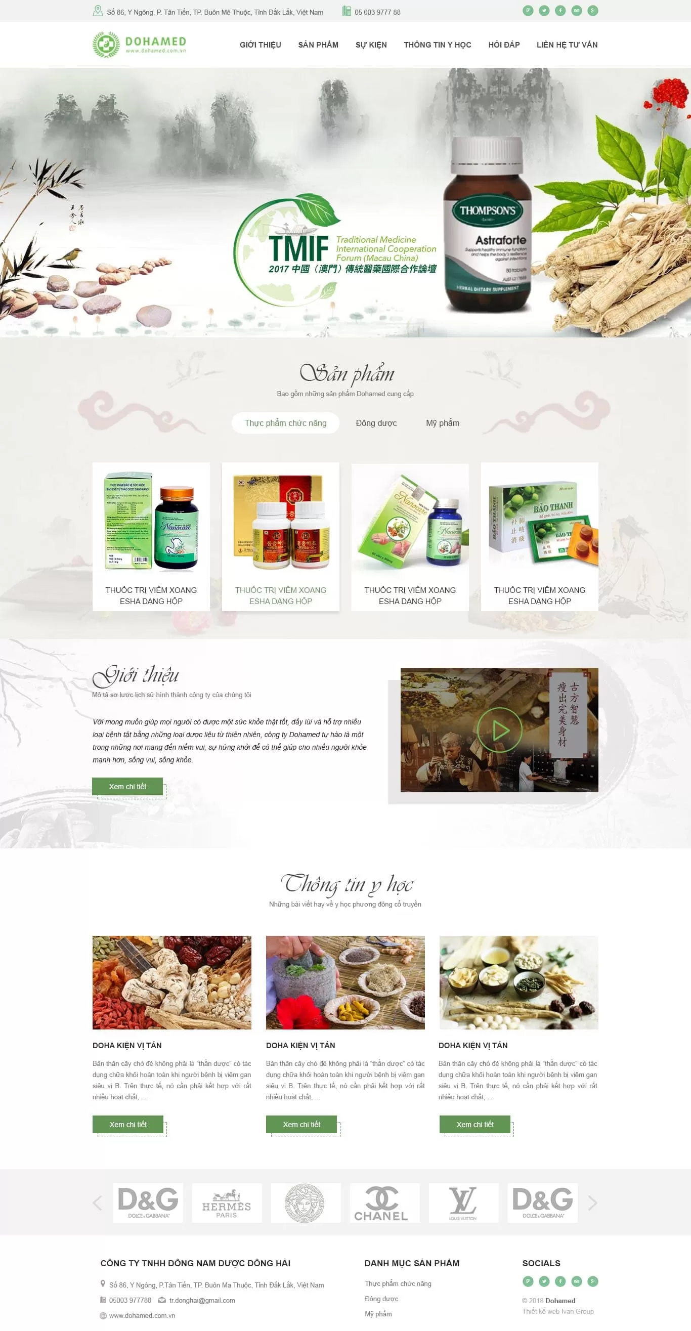Dự án thiết kế website Công ty sản xuất mỹ phẩm Dohamed