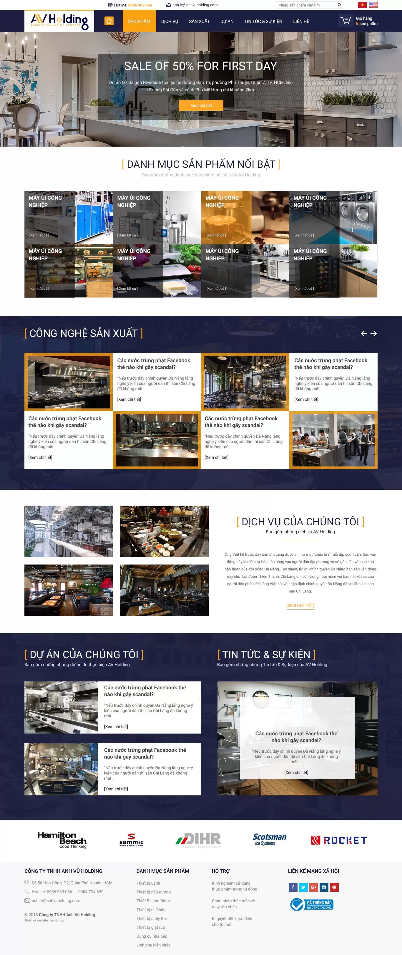 Dự án thiết kế website Công ty thiết bị bếp AV Holdings