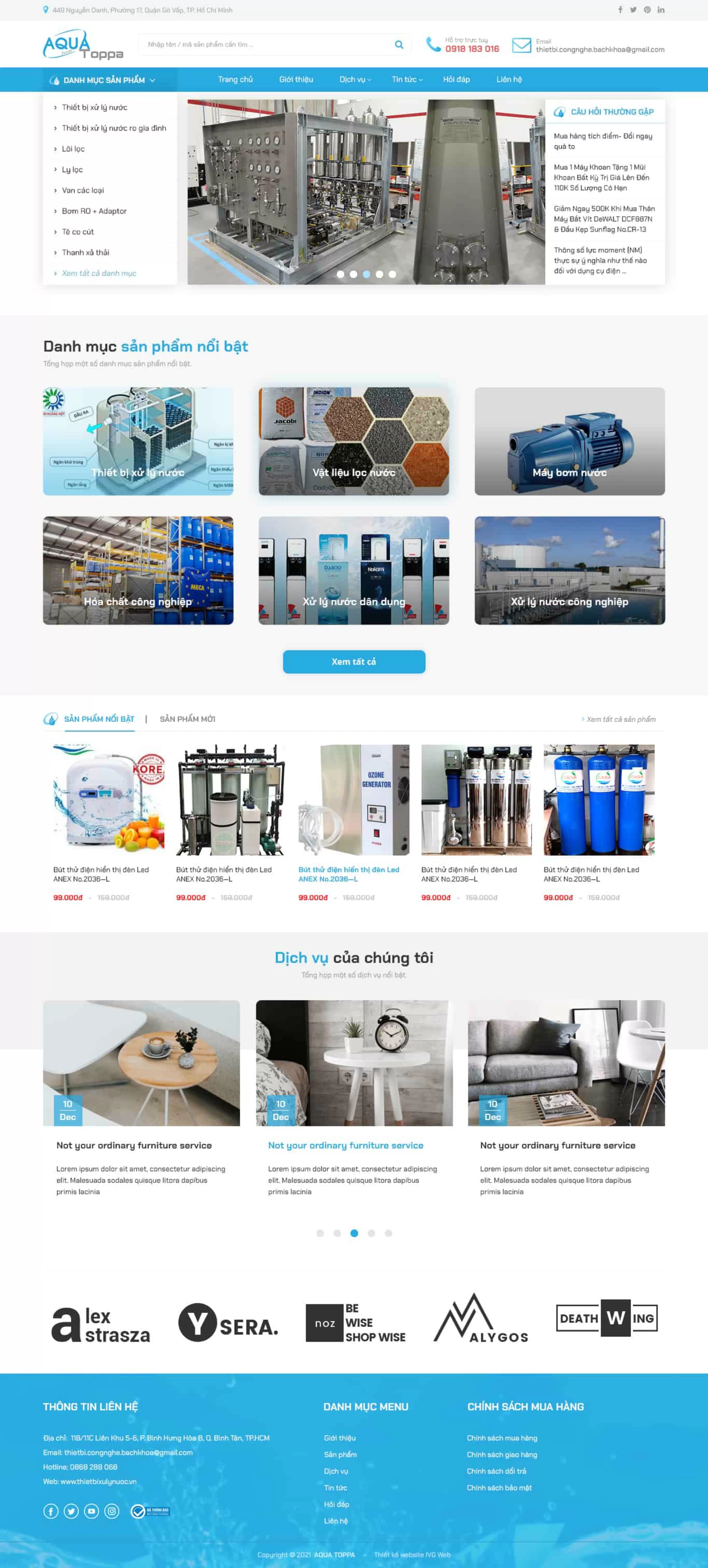 Dự án thiết kế website Công ty thiết bị xử lý nước Aqua Toppa