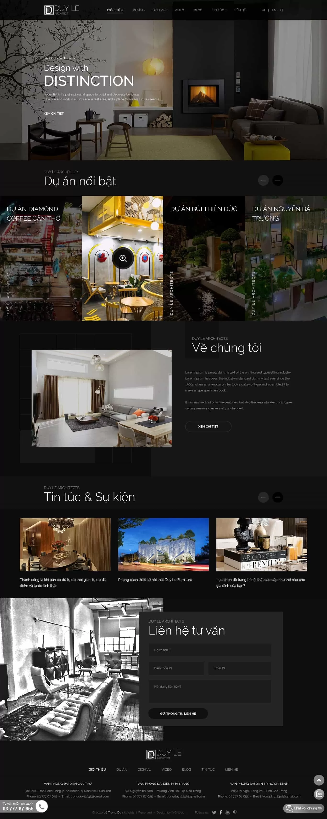 Dự án thiết kế website Công ty thiết kế nội thất Duy Le Architects