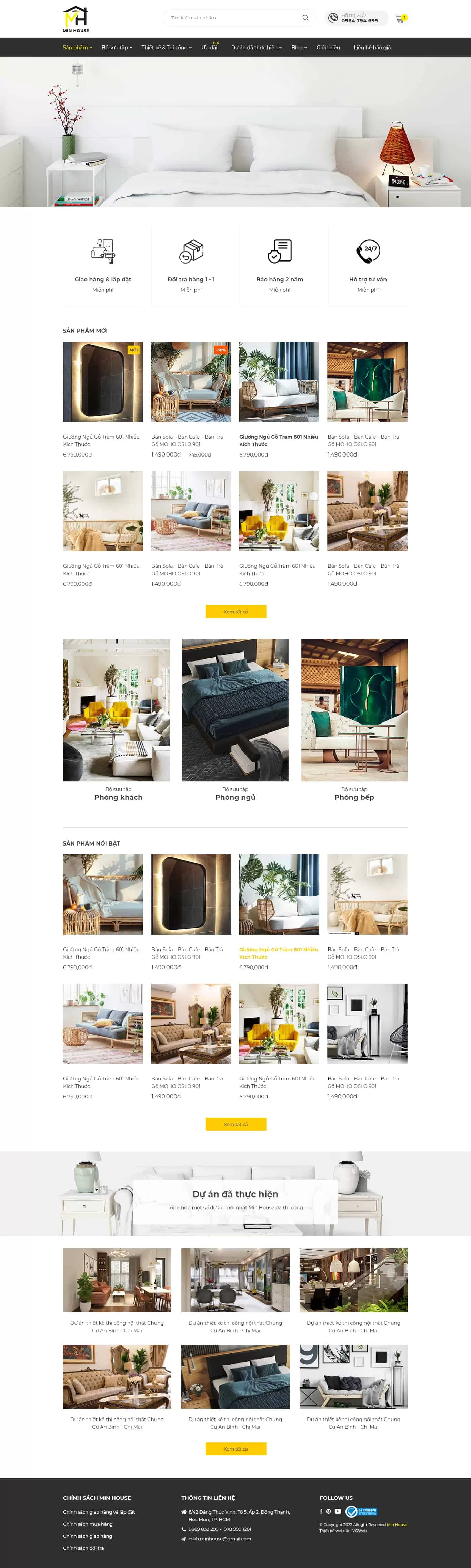 Dự án thiết kế website Công ty Thiết kế nội thất xây dựng Min House