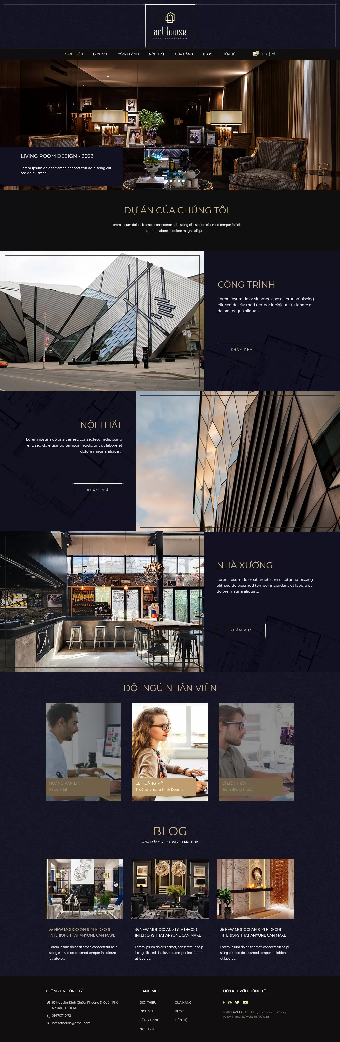 Dự án thiết kế website Công Ty Tnhh Thương Mại Xây Dựng Nội Ngoại Thất Art House