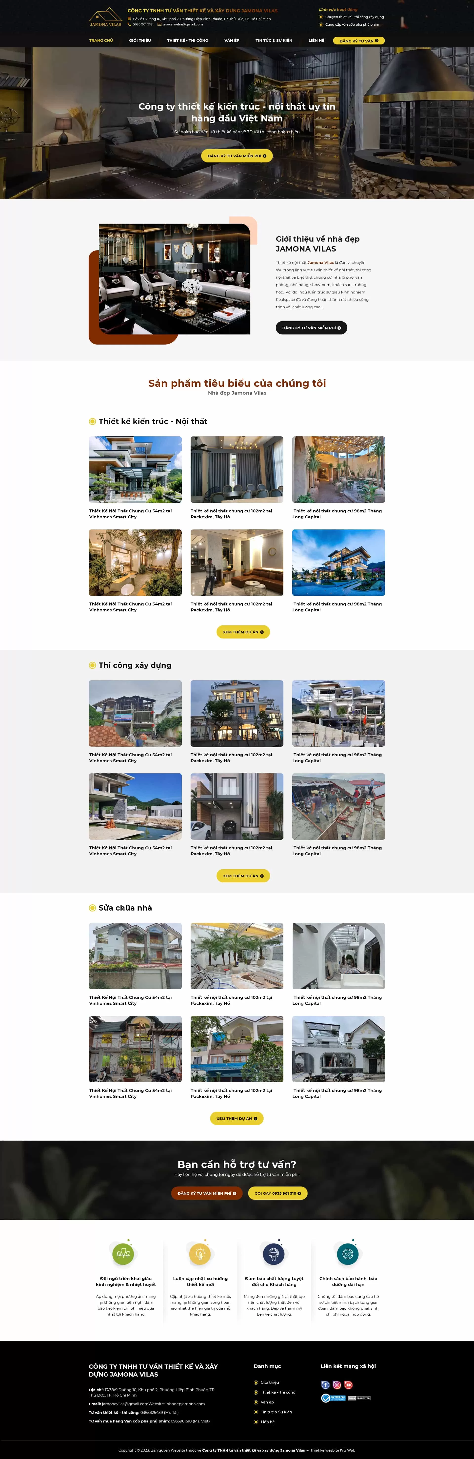 Dự án thiết kế website CÔNG TY TNHH TƯ VẤN THIẾT KẾ VÀ XÂY DỰNG JAMONA VILAS