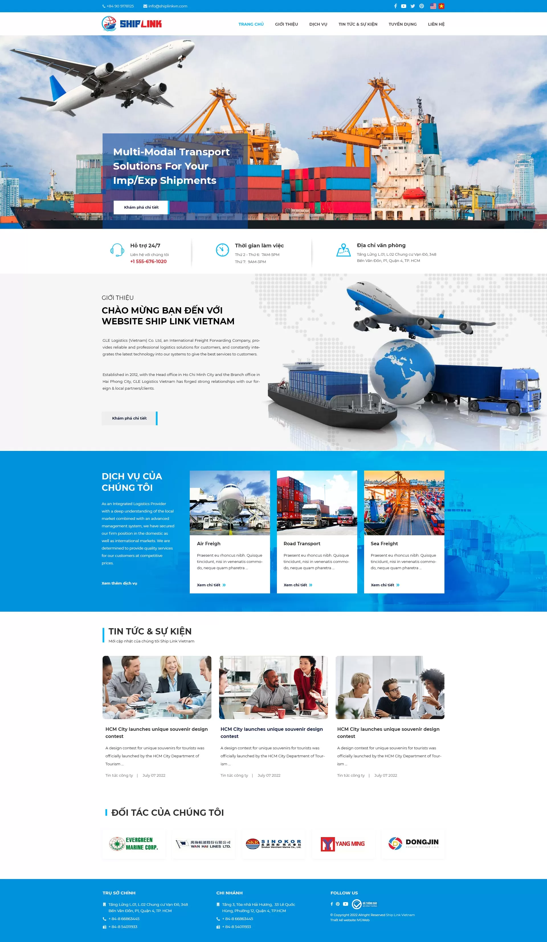Dự án thiết kế website Công ty vận tải Ship Link Việt Nam