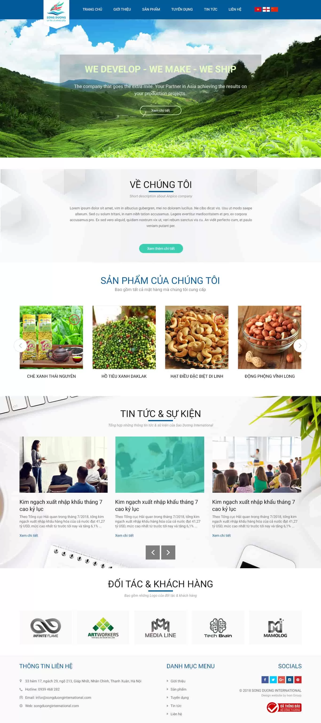 Dự án thiết kế website Công ty xuất nhập khẩu Song Dương International
