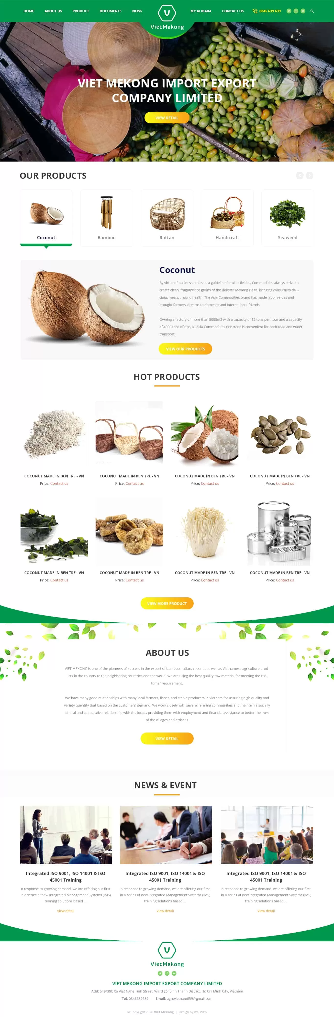 Dự án thiết kế website Công ty Xuất nhập khẩu Việt Mekong