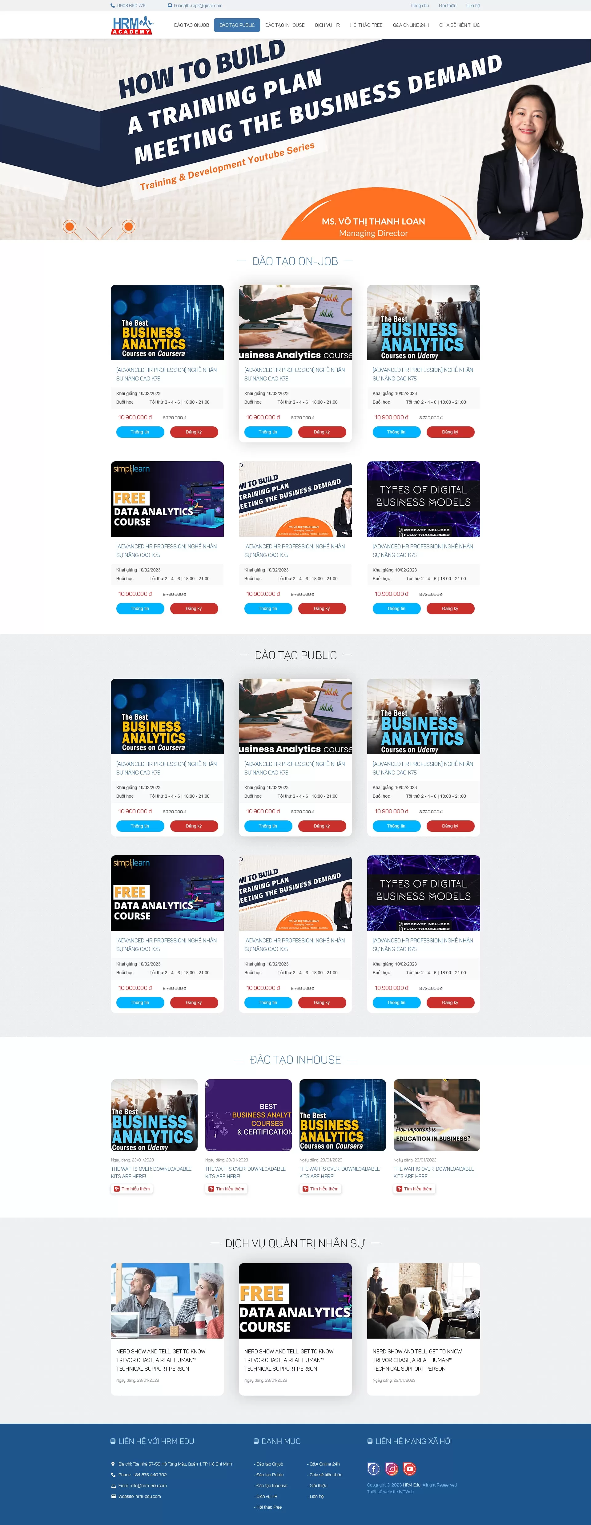 Dự án thiết kế website dịch vụ giáo dục đào tạo HRM Edu
