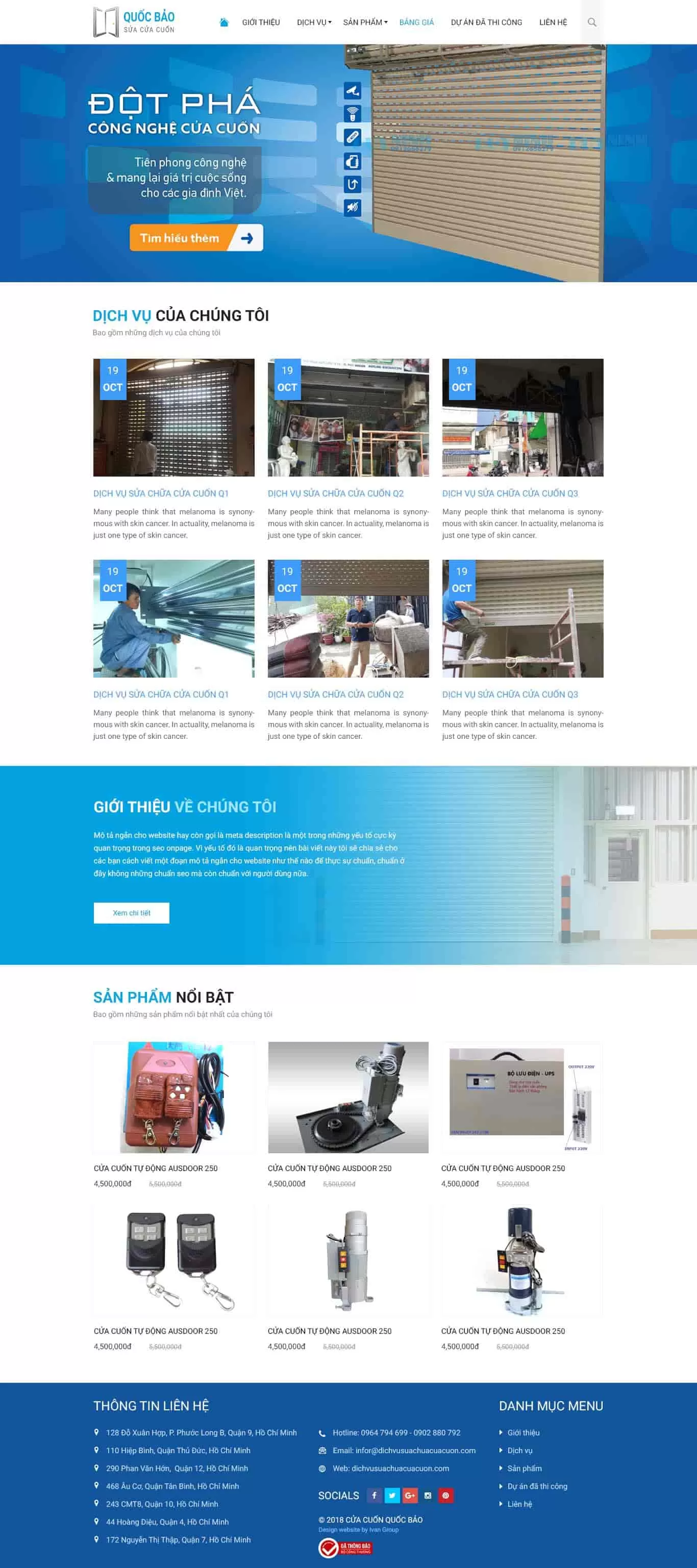 Dự án thiết kế website dịch vụ sửa cửa cuốn Đại Phúc Vinh