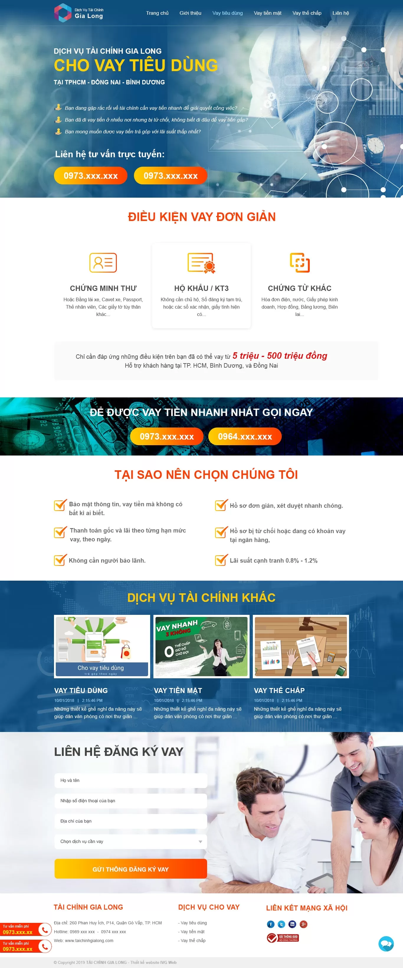 Dự án thiết kế website dịch vụ tài chính Gia Long