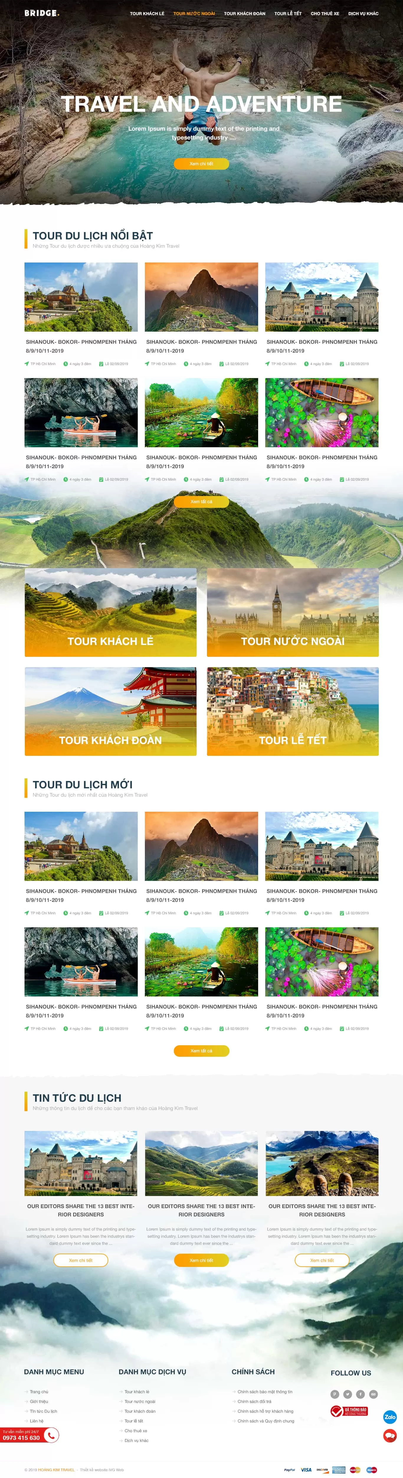 Dự án thiết kế website du lịch Hoàng Kim Travel