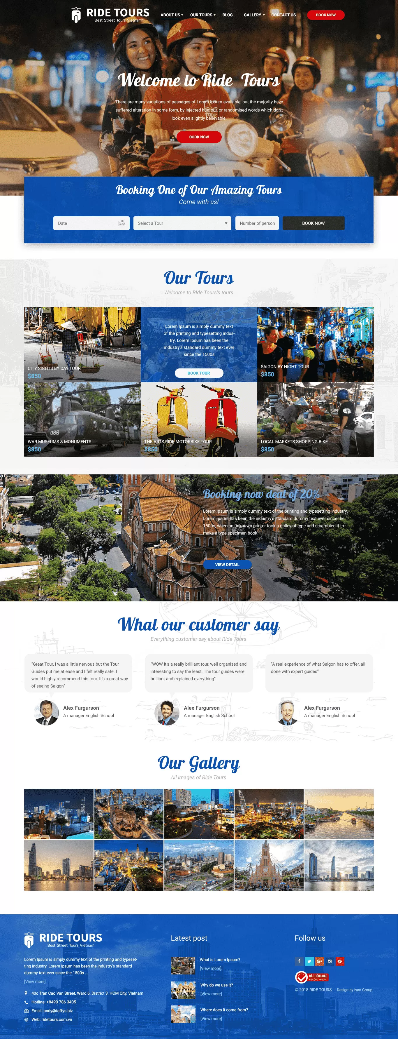 Dự án thiết kế website du lịch Ride Tours Việt Nam