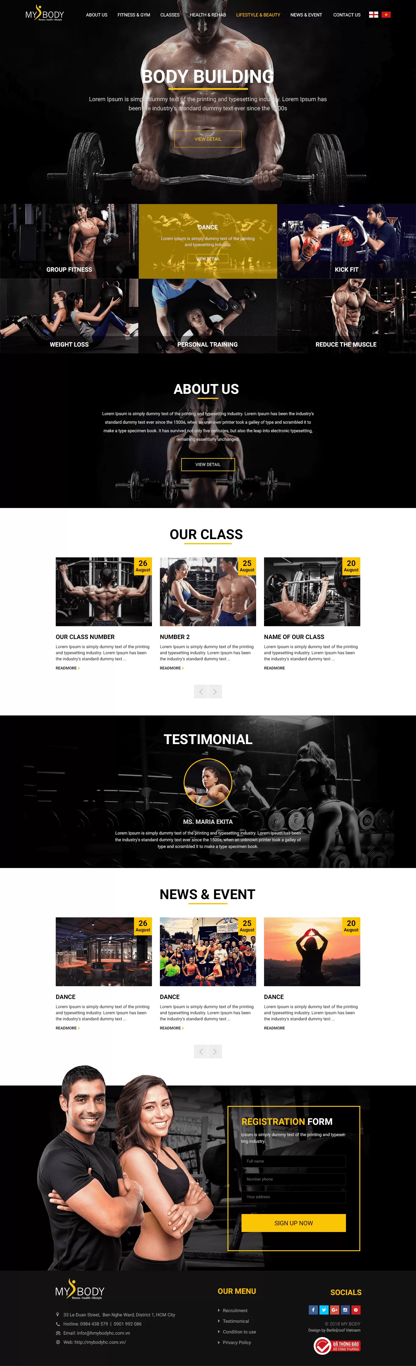 Dự án thiết kế website My Body Fitness