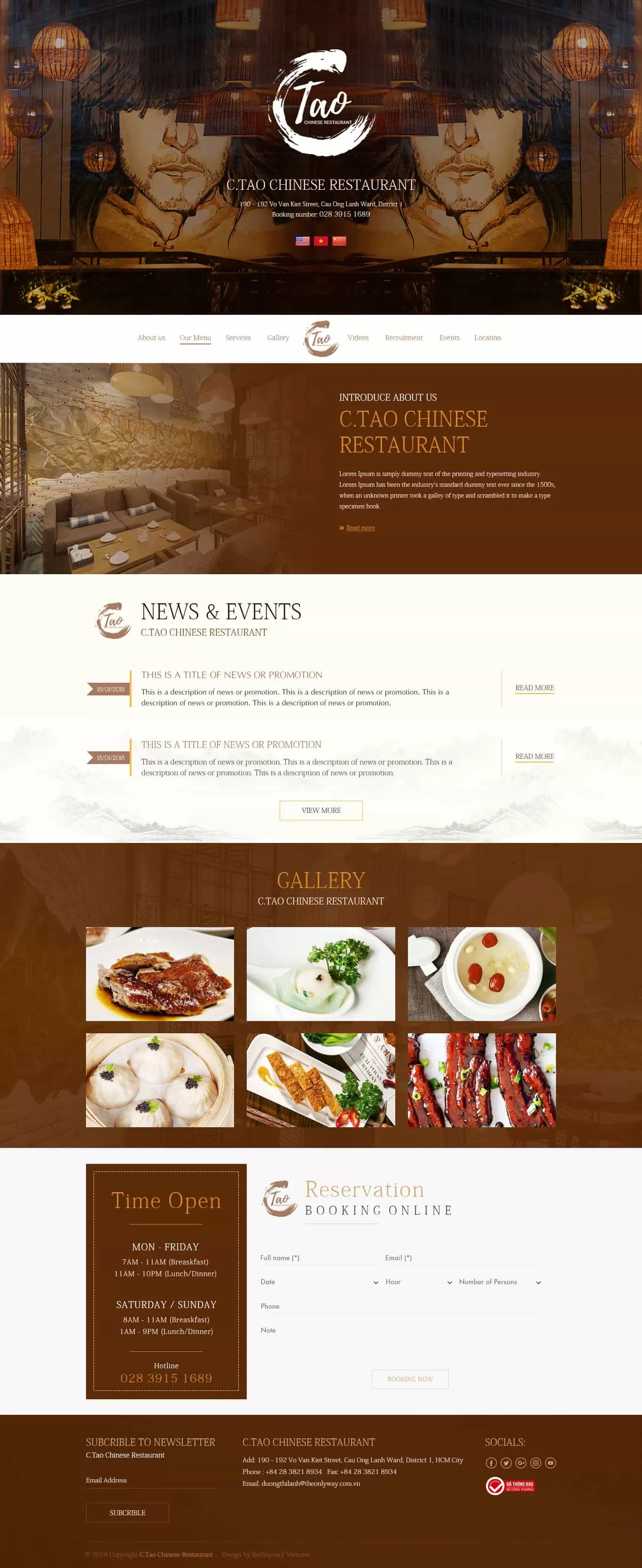 Dự án thiết kế website nhà hàng CTao