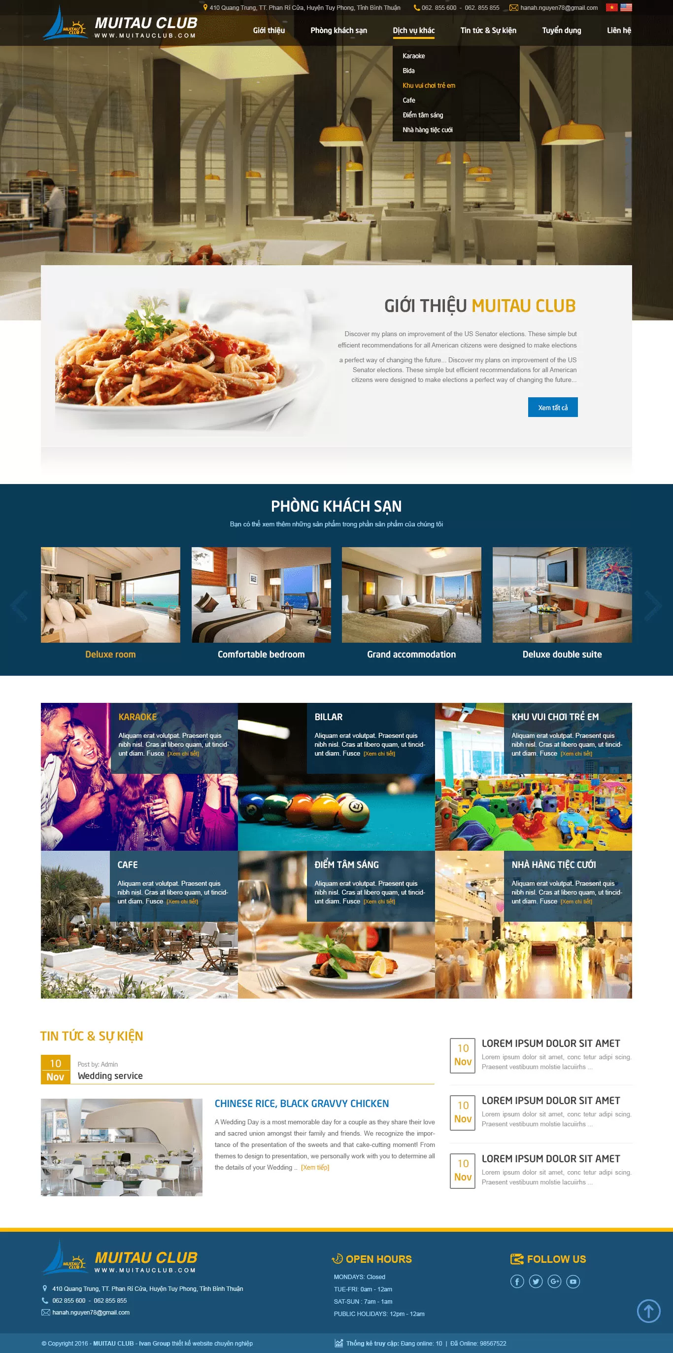 Dự án thiết kế website nhà hàng Mũi Tàu Club