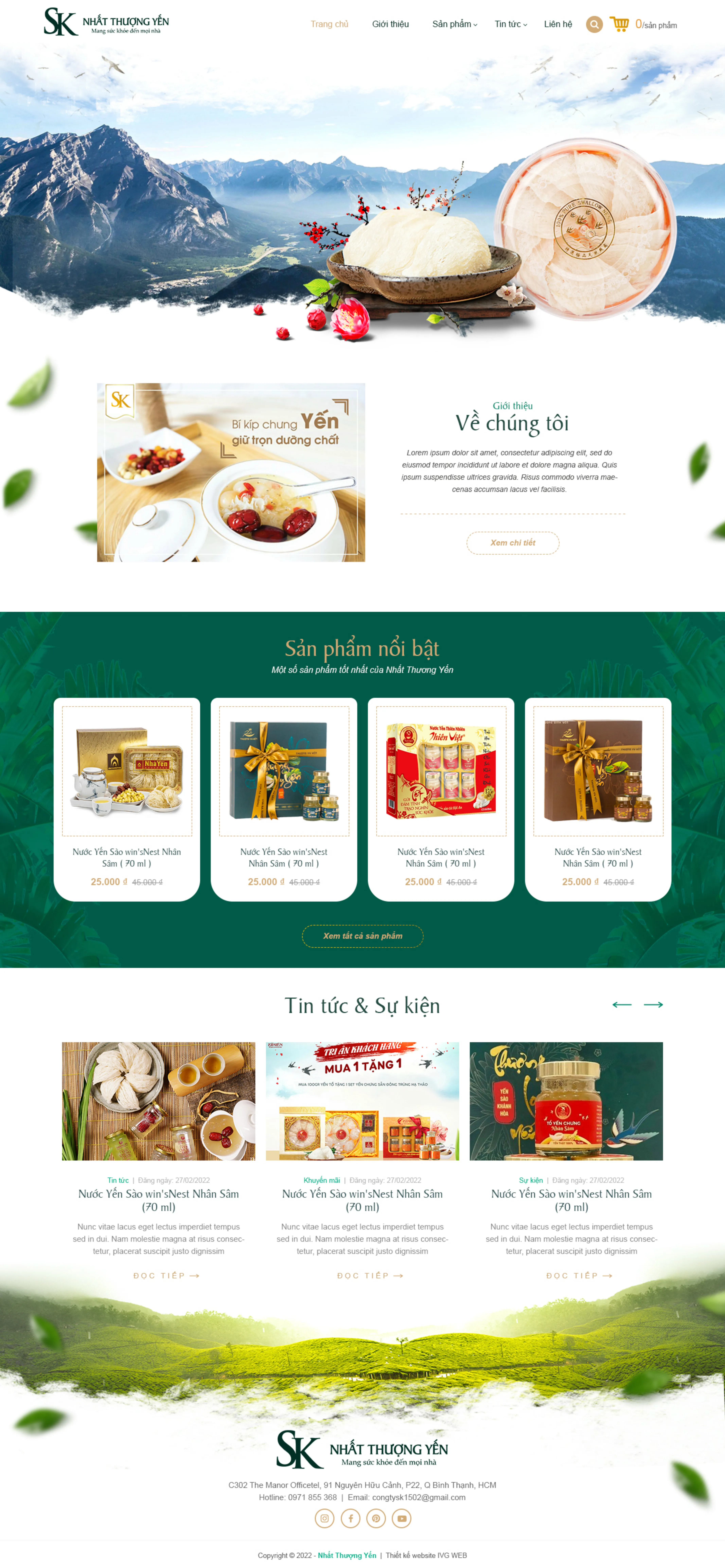 Dự án thiết kế website Nhất Thương Yến SK