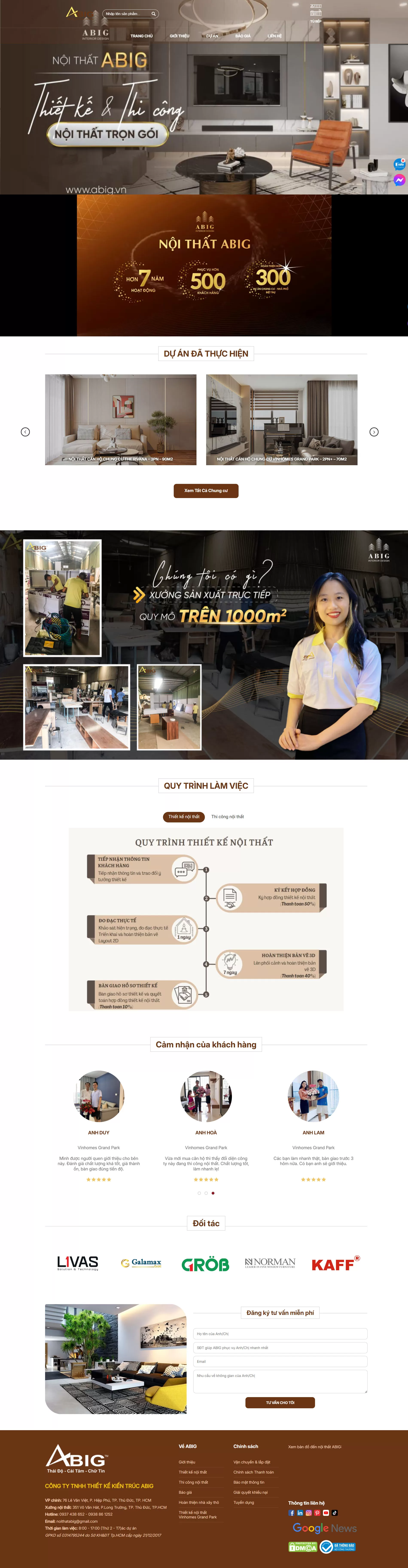 Dự án thiết kế website Nội thất Abig