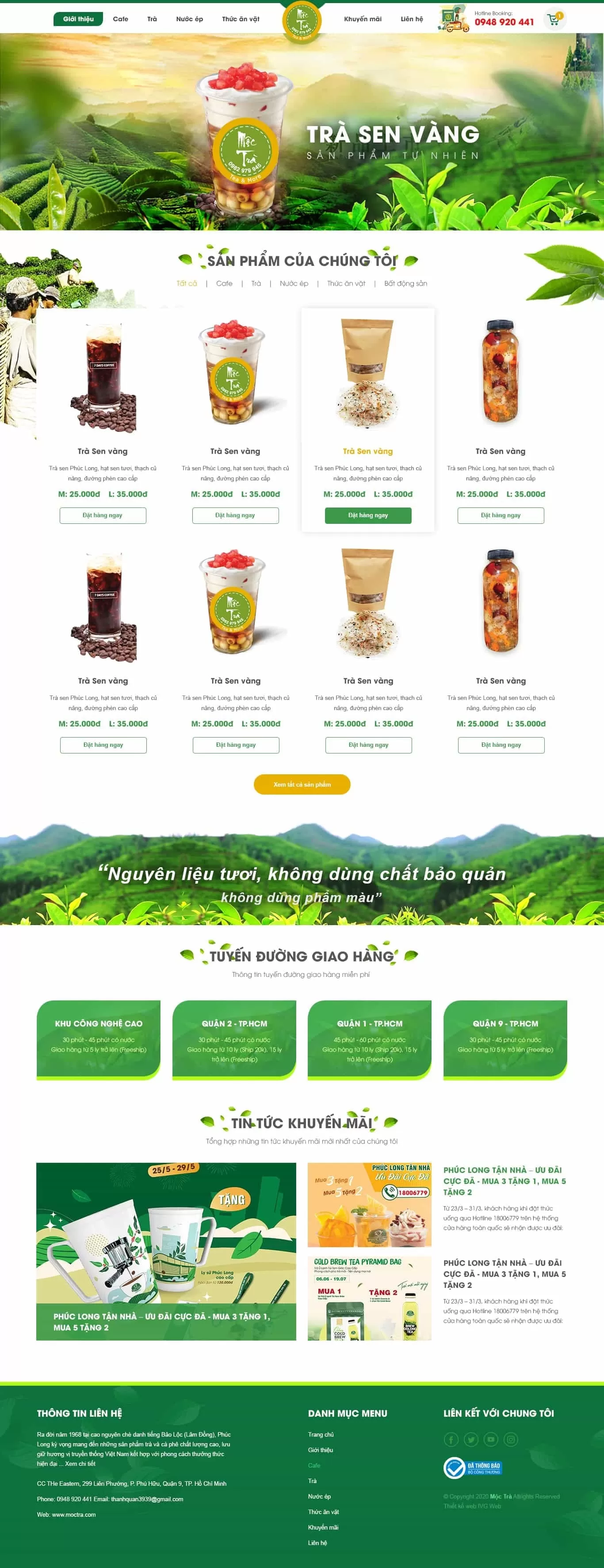 Dự án thiết kế website nước giải khát Mộc Trà