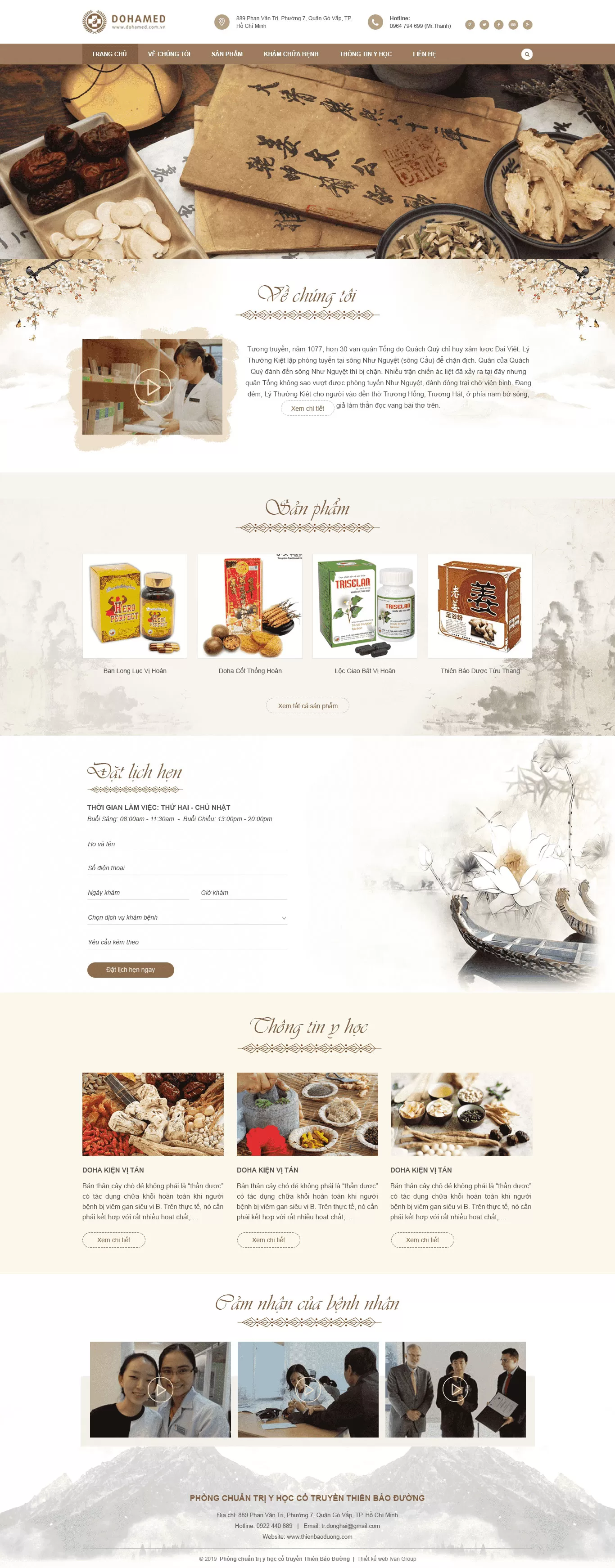 Dự án thiết kế website phòng khám y học cổ truyền Thiên Bảo Đường