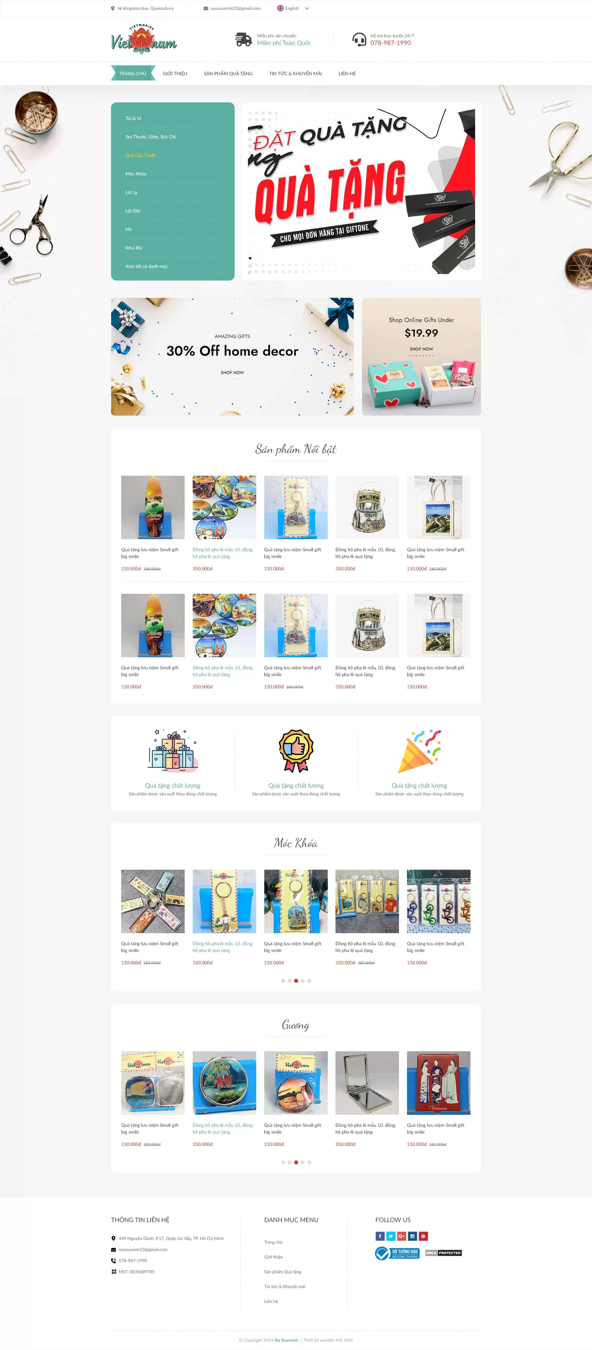 Dự án thiết kế website Quà tặng lưu niệm Nu Souvenir