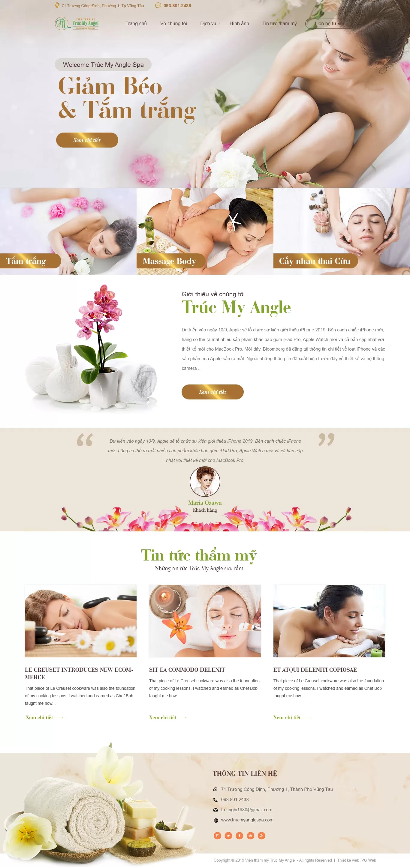 Dự án thiết kế website spa viện thẩm mỹ Trúc My Angle